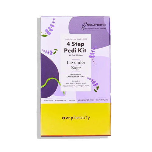Avry 4-Step Pedicure Kit with Lavender & Sage - Professional Foot Care Set for Smooth & Soft Feet at Home, Spa, or Salon