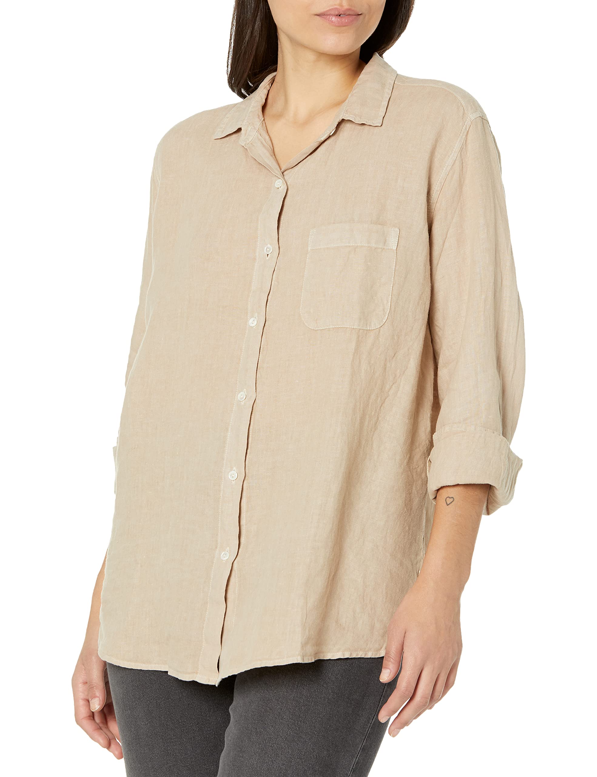Velvet by Graham & Spencer Women's Mulholland Woven Linen Button Up Shirt - Casual & Office Wear, Summer Fashion, Breathable Linen Top for Women