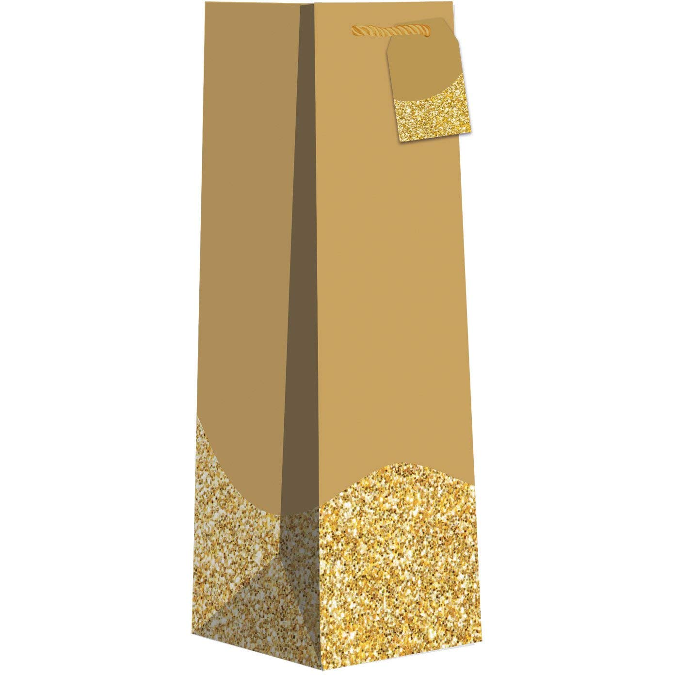 JILLSON & ROBERTS 60-Pack Wine Bottle Gift Bags - Natural Kraft Paper with Elegant Gold Glitter for Party Favors, Wedding Gifts & Holiday Presents