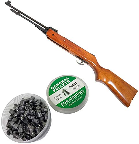 4.5mm Wood Stock Pump Action Air Pellet Rifle - High Power Precision Hunting & Target Shooting Gun for Outdoor Sports & Pest Control