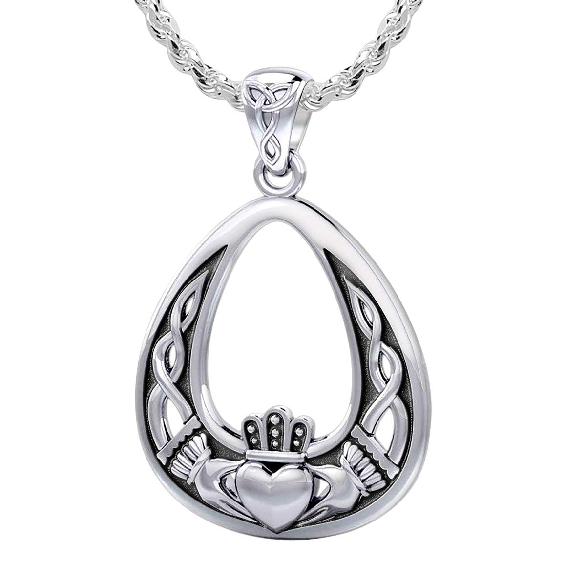 925 Sterling Silver Irish Claddagh Pendant Necklace for Women - Adjustable 18-24 Inch Chain - Authentic Celtic Jewelry Gift for Her - Perfect for St. Patrick's Day, Weddings & Anniversaries