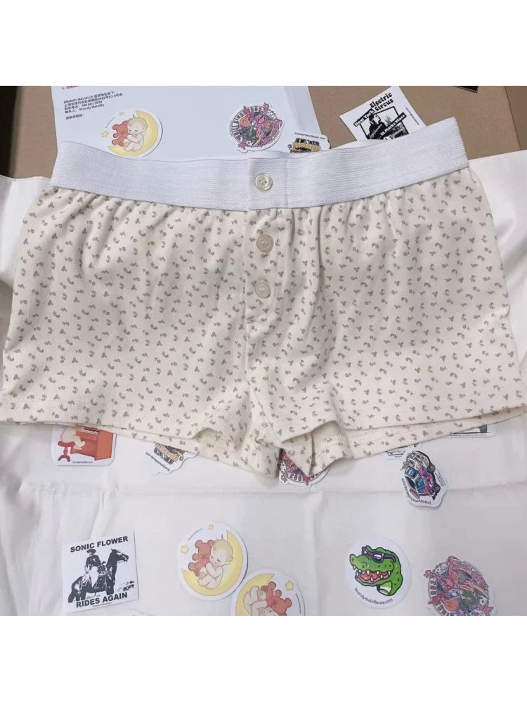 Vintage Low Waist Women's Casual Soft Cotton Shorts with Front Buttons - Summer Chic Bottoms for Beach, Travel & Everyday Wear