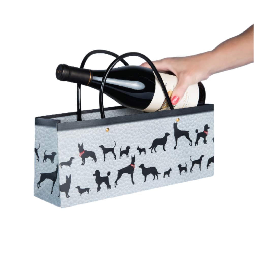 Simply Charmed Wine Dog Gift Bags - Set of 6 Durable Paper Gift Bags with Handles for Wine Bottles, Party Favors & Special Occasions