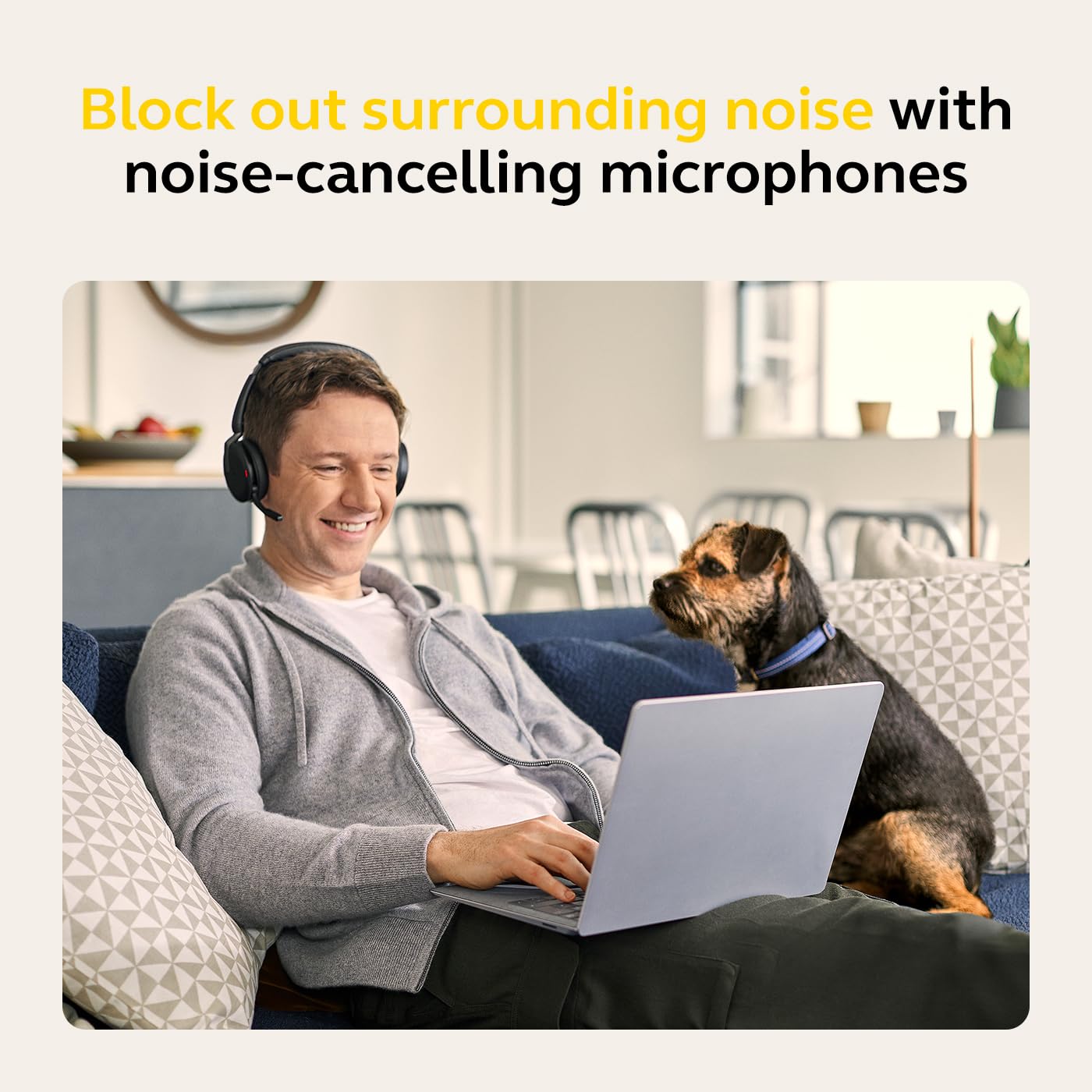 Jabra Evolve2 65 Flex Wireless Stereo Headset with Bluetooth - Noise Cancelling Headphones with Jabra ClearVoice & Hybrid ANC - Microsoft Teams Certified (Black) - Perfect for Remote Work, Online Meetings & Office Use