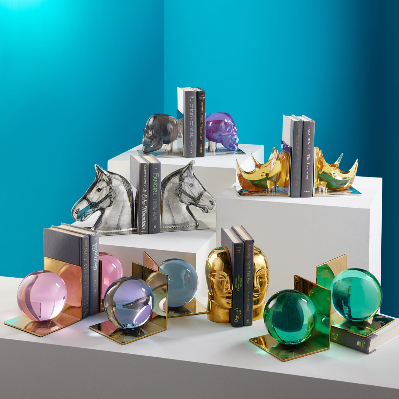 Globo Bookends - Heavy Duty Metal Bookends for Shelves - Perfect for Home, Office, and Library Organization