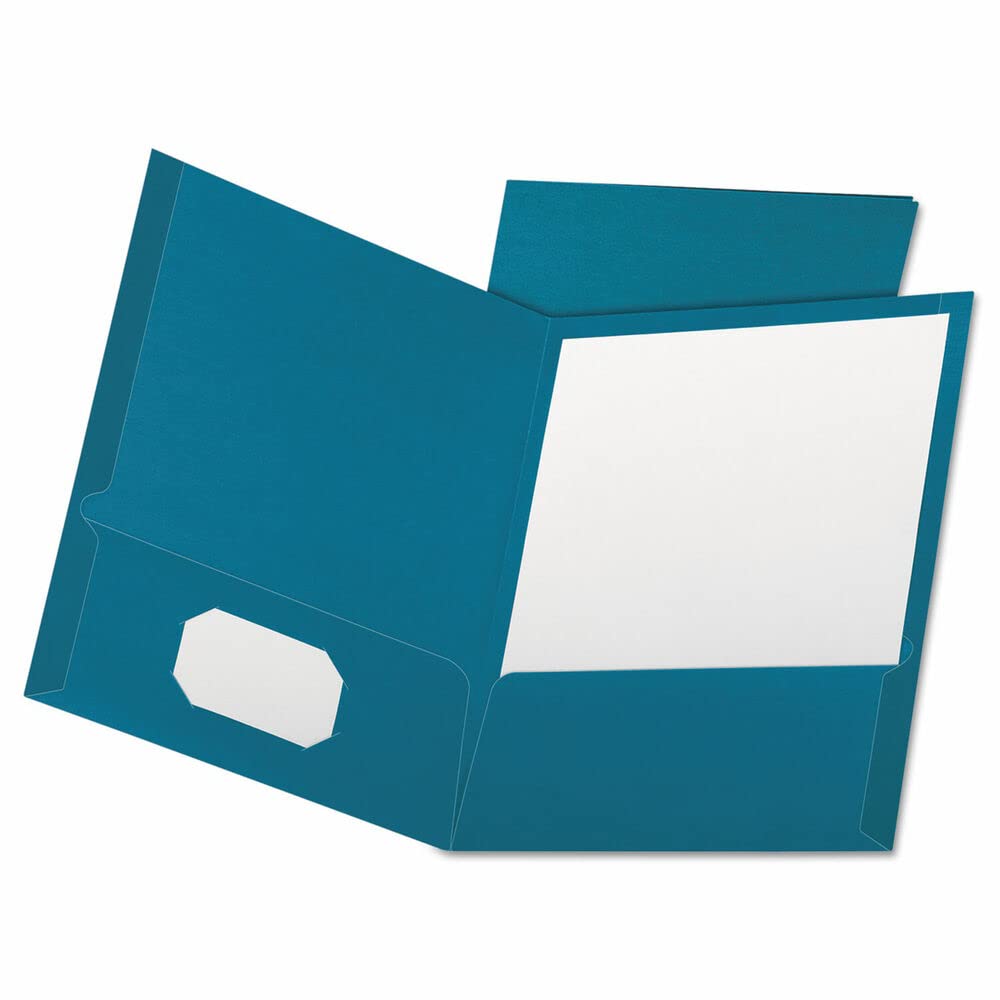Premium Linen Finish Twin Pocket Folders - Letter Size, Teal Color, 25/Box (Item# 53442) - Perfect for Office Organization, School Supplies & Document Storage
