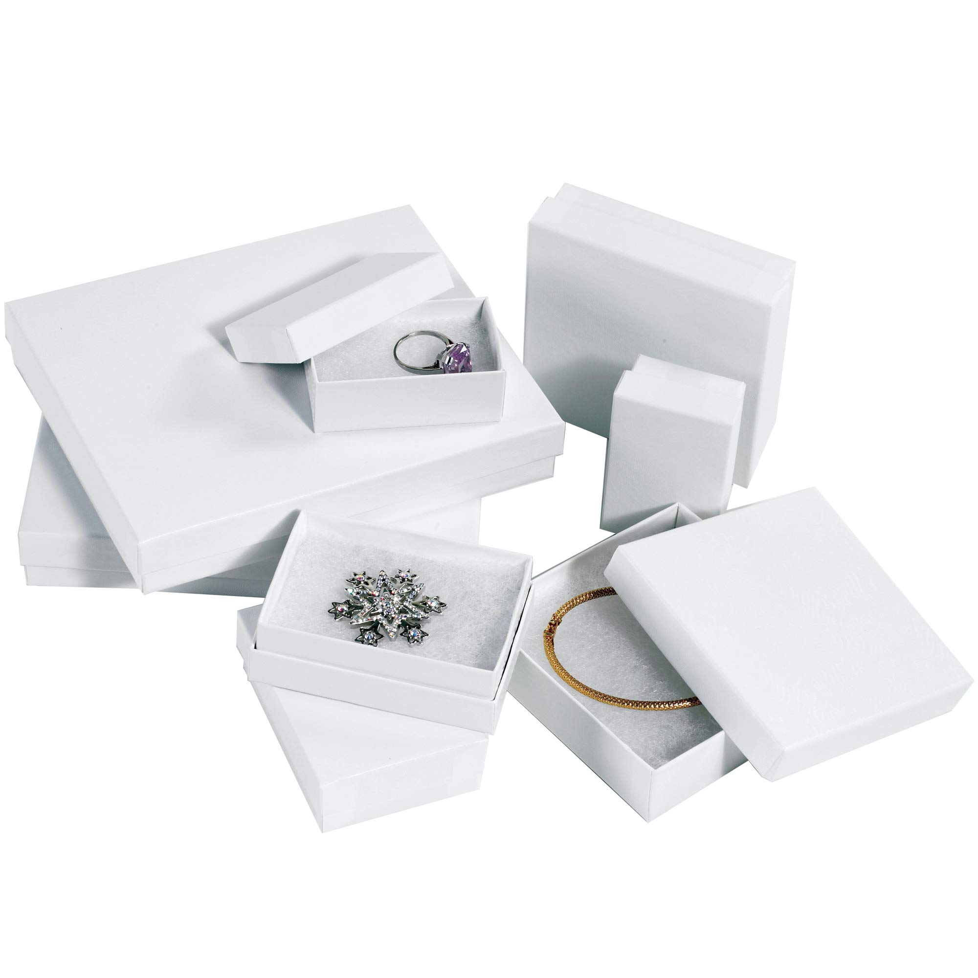 Aviditi 8x2x0.875 Inch White Jewelry Gift Boxes with Cotton Cushion - 100 Pack for Necklaces, Watches, Tennis Bracelets - Perfect for Jewelry Stores, Wedding Gifts & Luxury Packaging