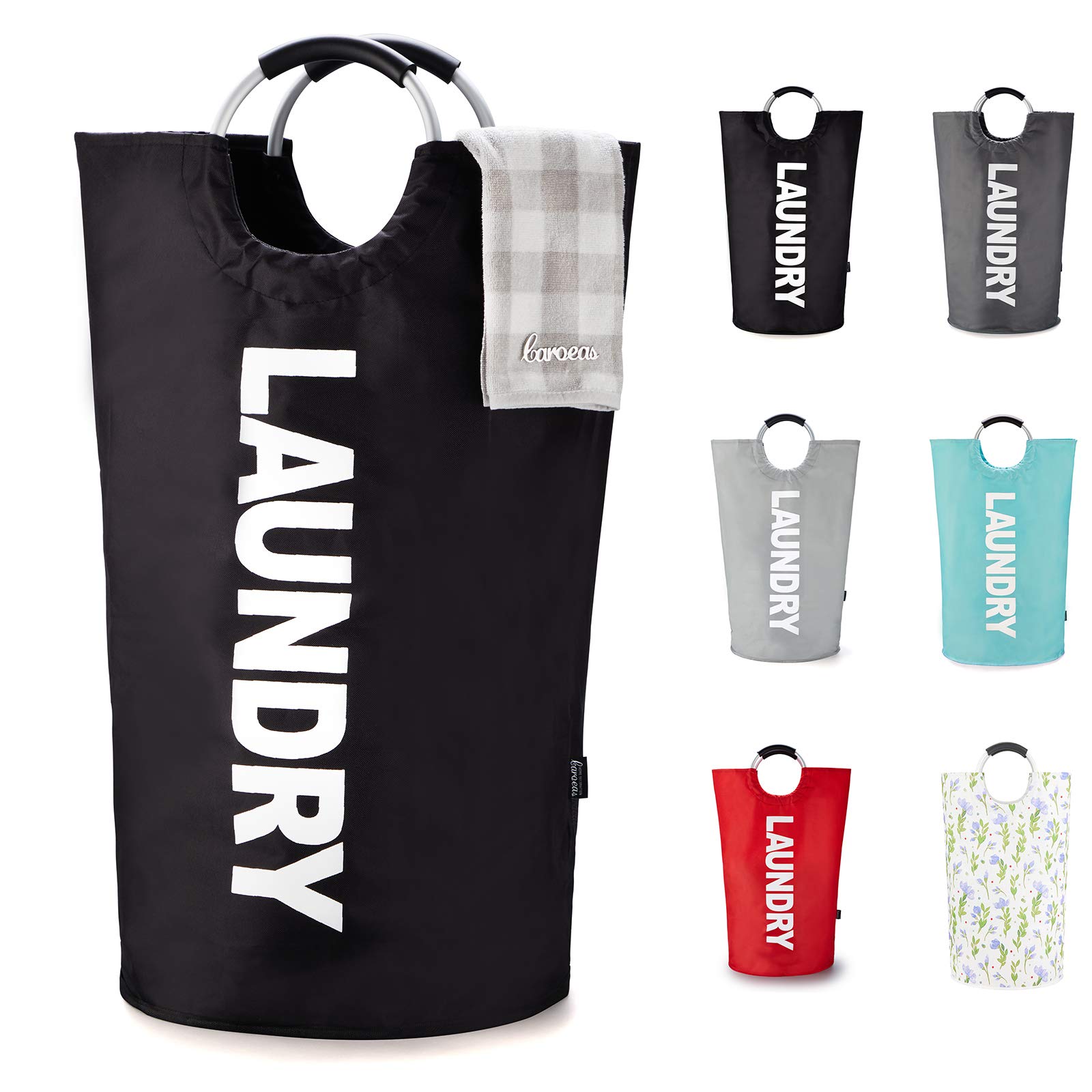 Caroeas 90L Large Collapsible Laundry Basket with Padded Handles - Waterproof Laundry Hamper & Clothes Storage Bag (13 Colors) - Perfect for Laundry Room, Dorm, Camping & Travel Organization