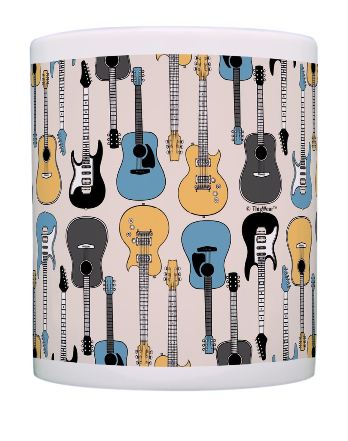 Electric Acoustic Guitar Shaped Coffee Mug - 12oz Ceramic Travel Tea Cup for Musicians & Guitar Lovers - Perfect Gift for Guitarists, Office Desk Decor, Music Studio Accessories