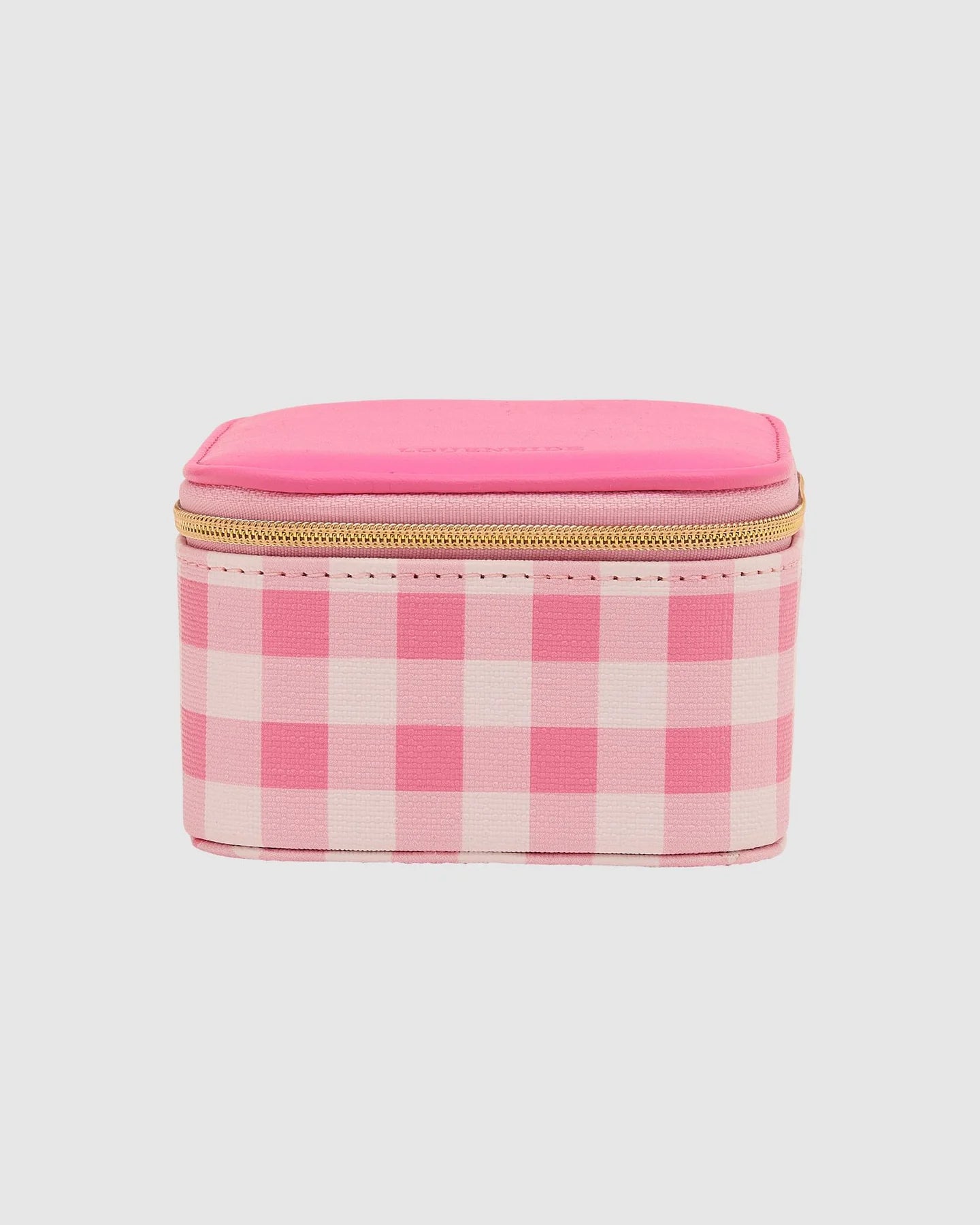Louenhide Pink Gingham Beau Jewelry Box - Elegant Storage for Necklaces, Rings & Earrings - Perfect for Bedroom Vanity, Gift Giving & Travel