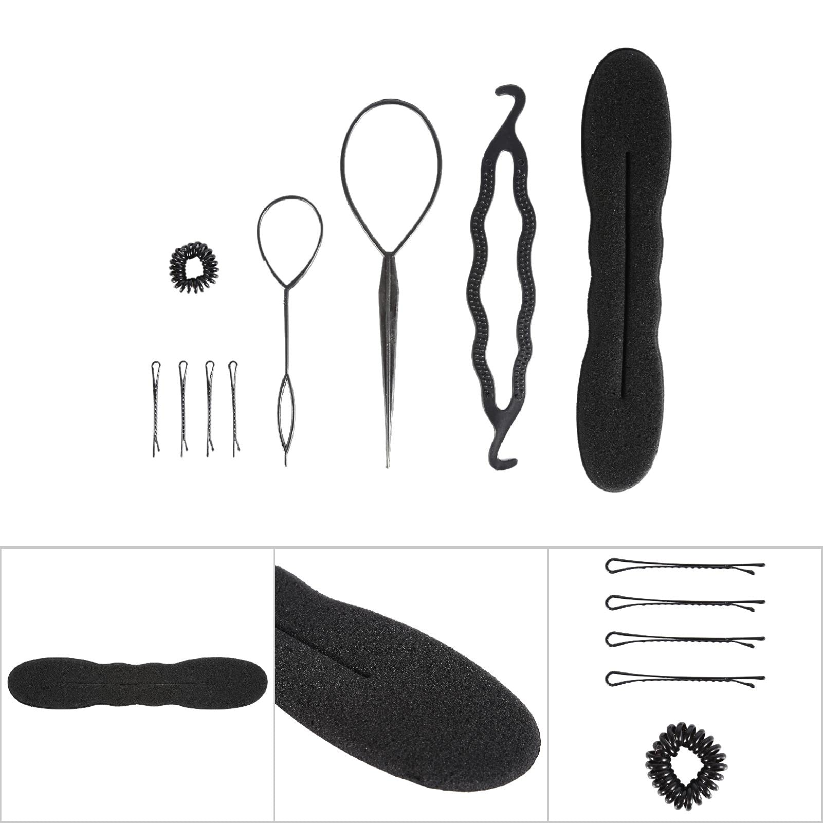 ZJchao 4/9PCS Hair Bun Maker & Braiding Styling Disk Tools Set - DIY Hair Accessories Kit with 3 Styles (2PCS & 9PCS) for Women & Girls - Perfect for Updos, Ponytails, and Special Occasion Hairstyles