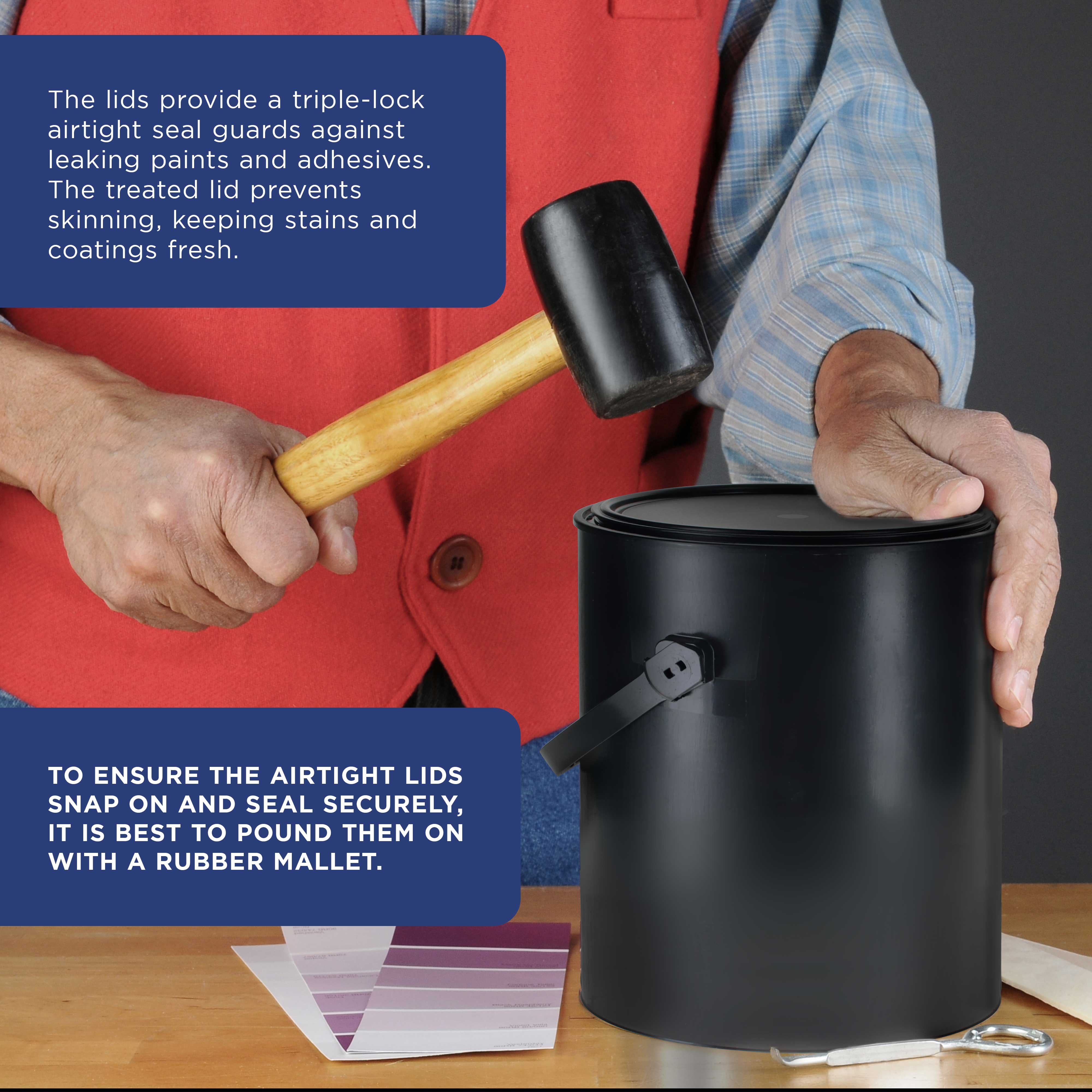 Master Elite 1 Gallon Empty Plastic Paint Can Bucket with Triple Lock Airtight Lid - 128 fl oz All Plastic Coating Storage Container with Pail Handle, Rust Proof - Perfect for Paint Storage, DIY Projects, and Home Improvement