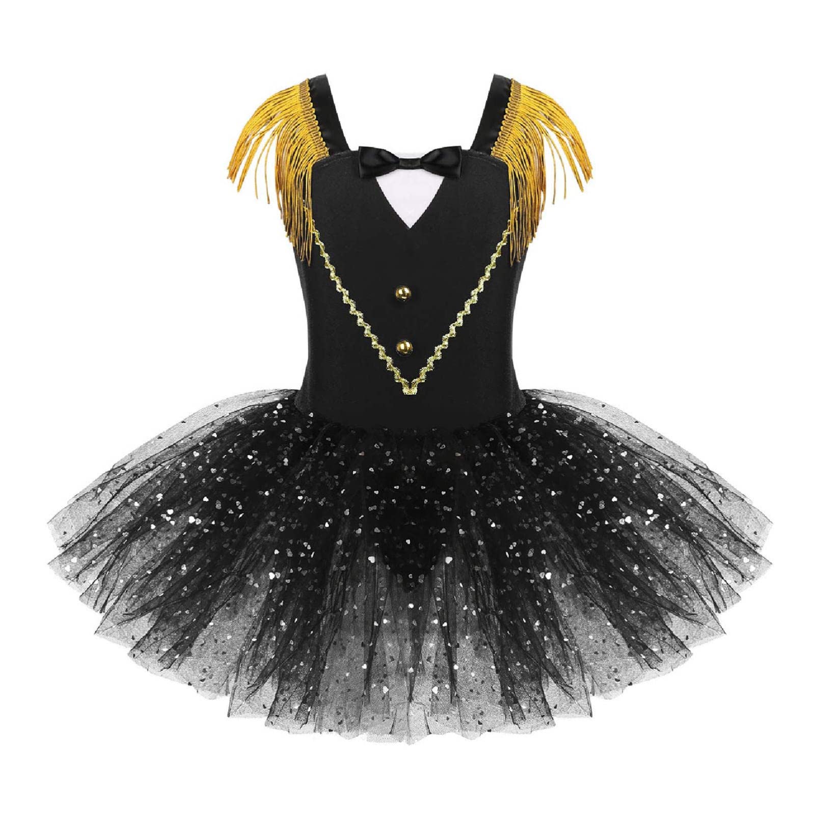 JEEYJOO Girls Shiny Sequins Tassel Tutu Leotard Dress - Sparkly Princess Costume for Halloween, Circus, Dance Recital & Birthday Parties | Perfect for Ballet Performances, Dress-Up Play & Themed Events