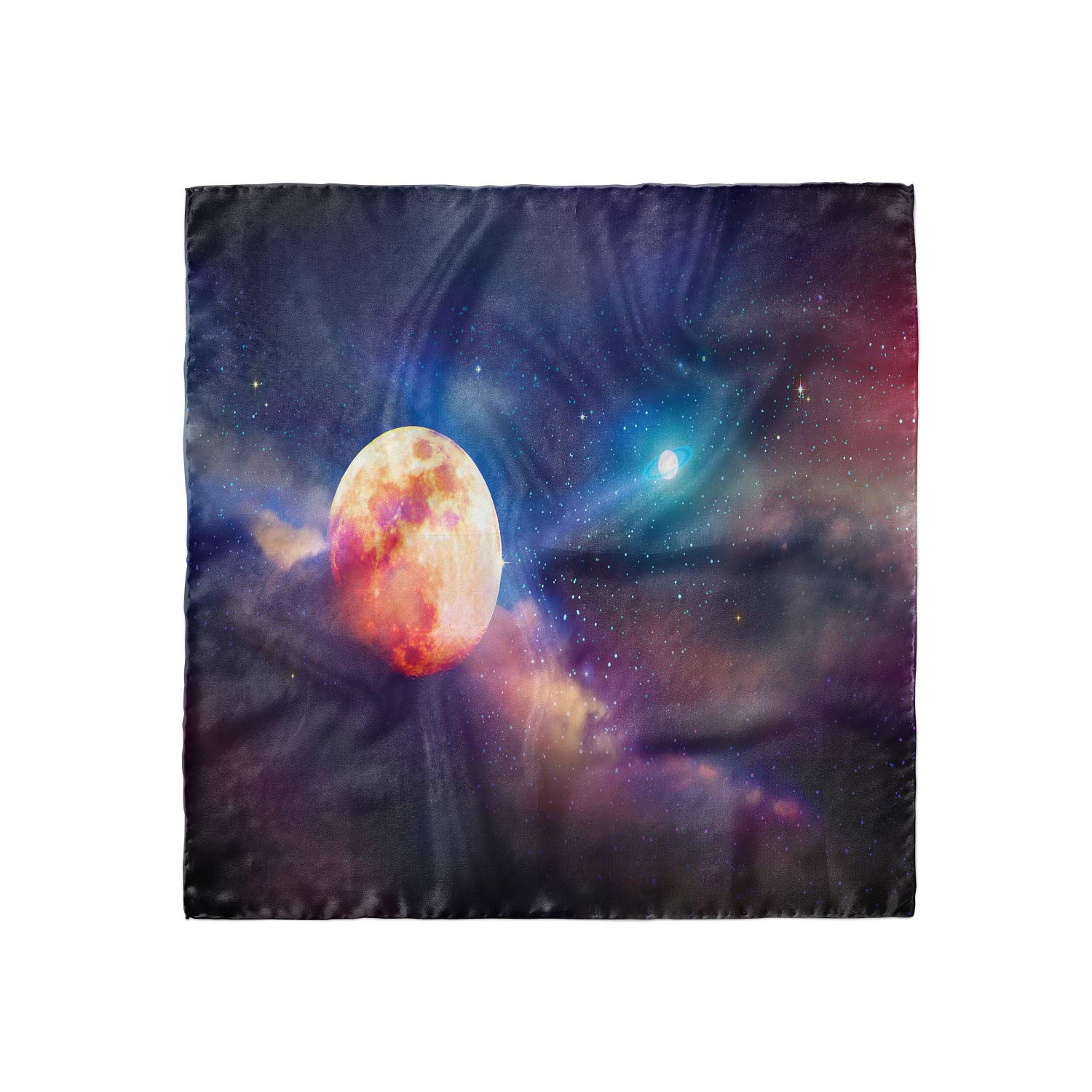 Ambesonne Full Moon Head Scarf - Cosmic Galaxy Print with Planets - Boho Hair Wrap & Bandana for Women - Perfect for Yoga, Beach, and Outdoor Activities