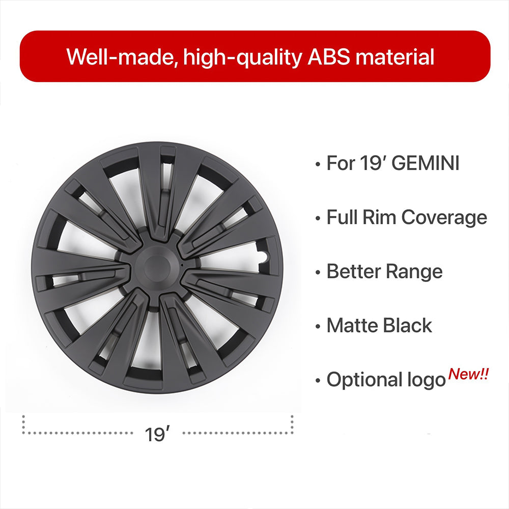 EVBASE 19 Inch Tesla Model Y Turbine Wheel Covers - 4PCS Matte Black Sport Rims for Model X Version | Enhance Style & Protect Alloy Wheels | Perfect for Daily Commuting & Road Trips