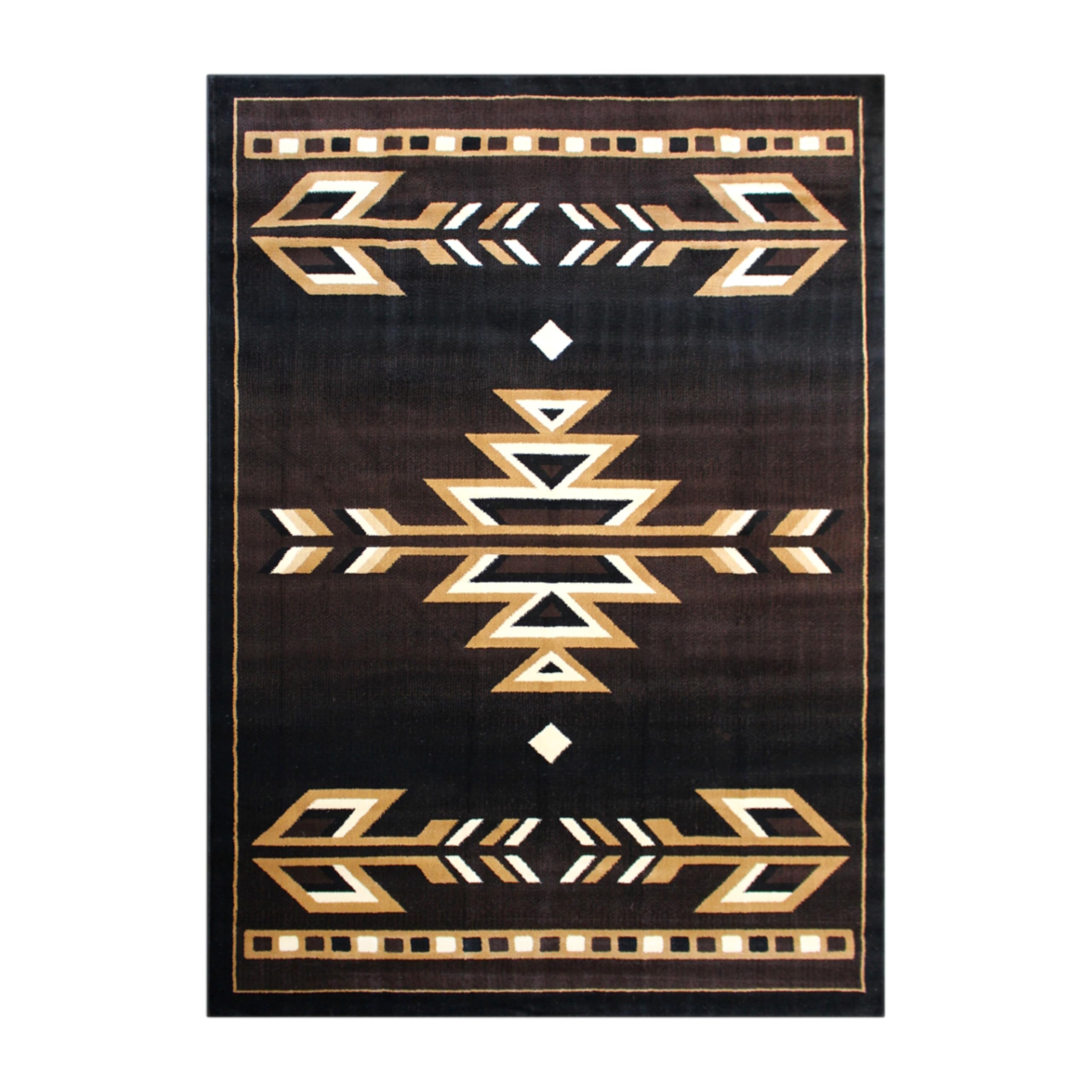 EMMA + OLIVER Southwestern Geometric Arrow Accent Rug - 4'x5' Brown Olefin Area Rug with Jute Backing | Stain & Moisture Resistant, Non-Shedding | Perfect for Living Room, Bedroom, or Entryway Decor