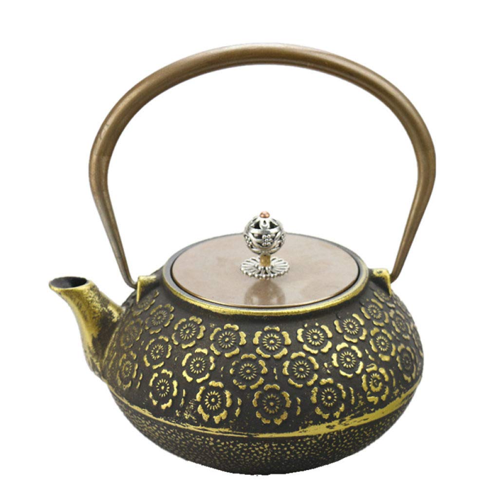 1.2L Japanese Cast Iron Tea Pot - Golden Cherry Design for Tea Brewing | Elegant Home & Kitchen Decoration | Perfect for Afternoon Tea, Gifts, and Traditional Ceremonies