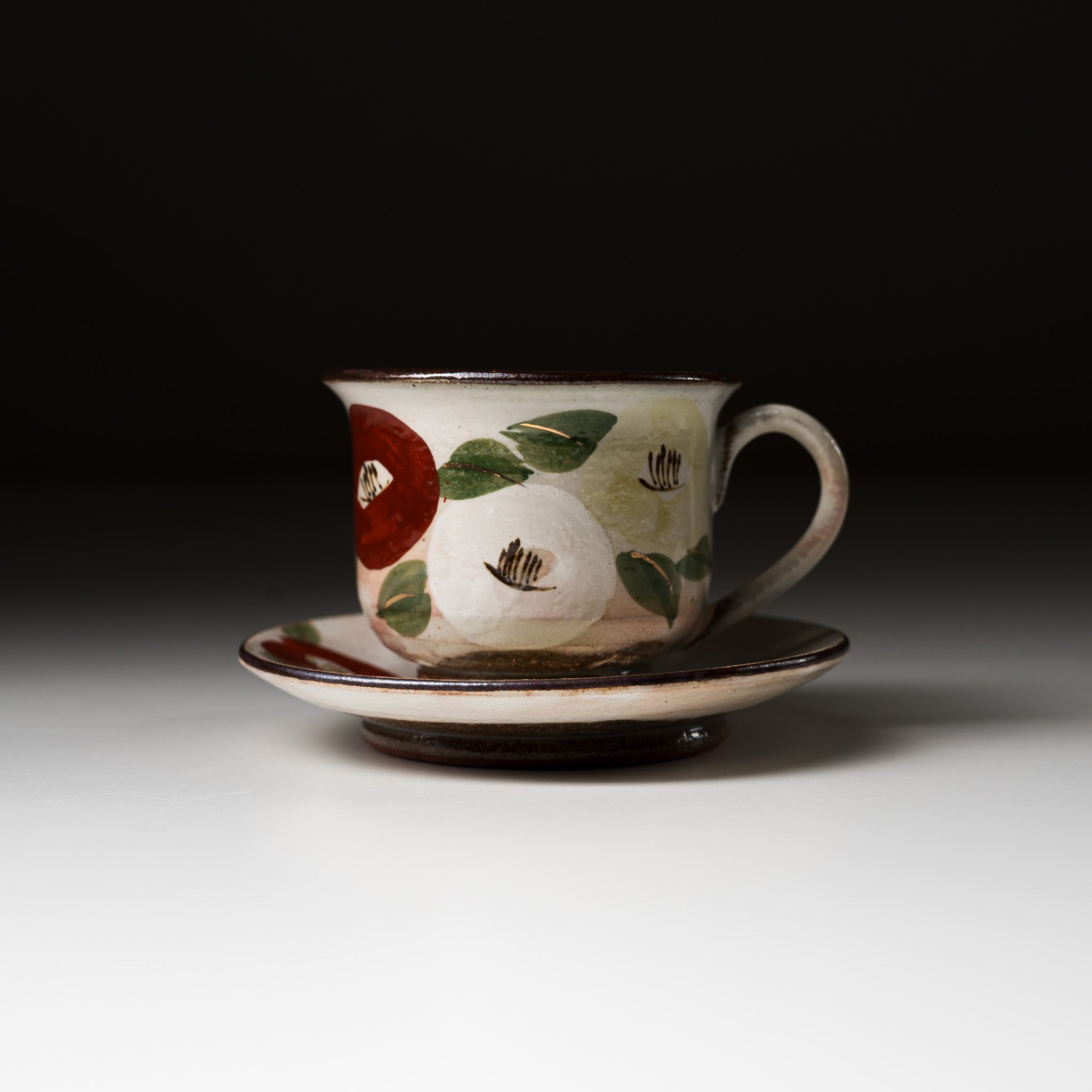 Handmade Kyo Kiyomizu Ware Mini Espresso Cup Set - Traditional Japanese Camellia Design Ceramic Tea Cups for Coffee, Espresso & Matcha | Perfect for Home, Cafe & Gift Giving
