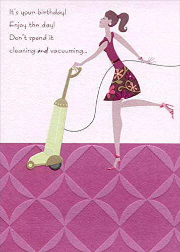 Funny Cleaning & Vacuuming Birthday Card for Women - Humorous Feminine Greeting Card for Her - Perfect for Housewives, Cleaners & Domestic Humor Lovers