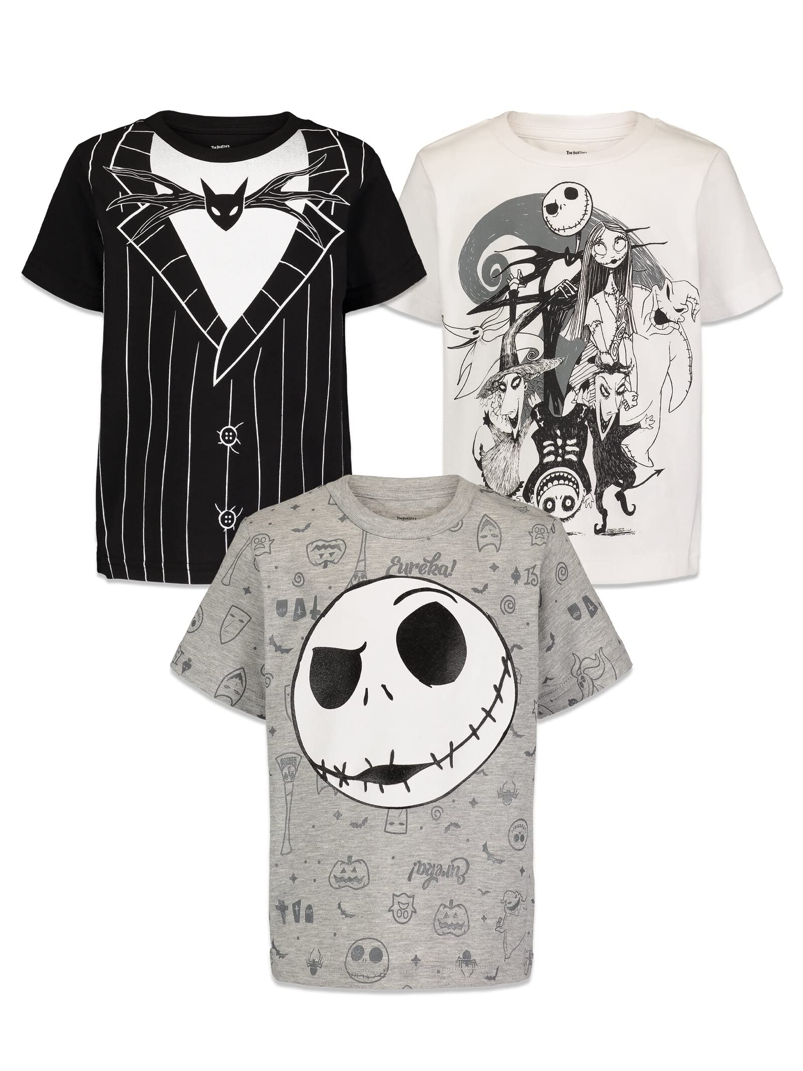 Disney 3 Pack Short Sleeve T-Shirt Set - Cars, Stitch & Nightmare Before Christmas Character Tees for Kids & Adults | Casual Wear, Theme Parties & Disney Fan Gifts