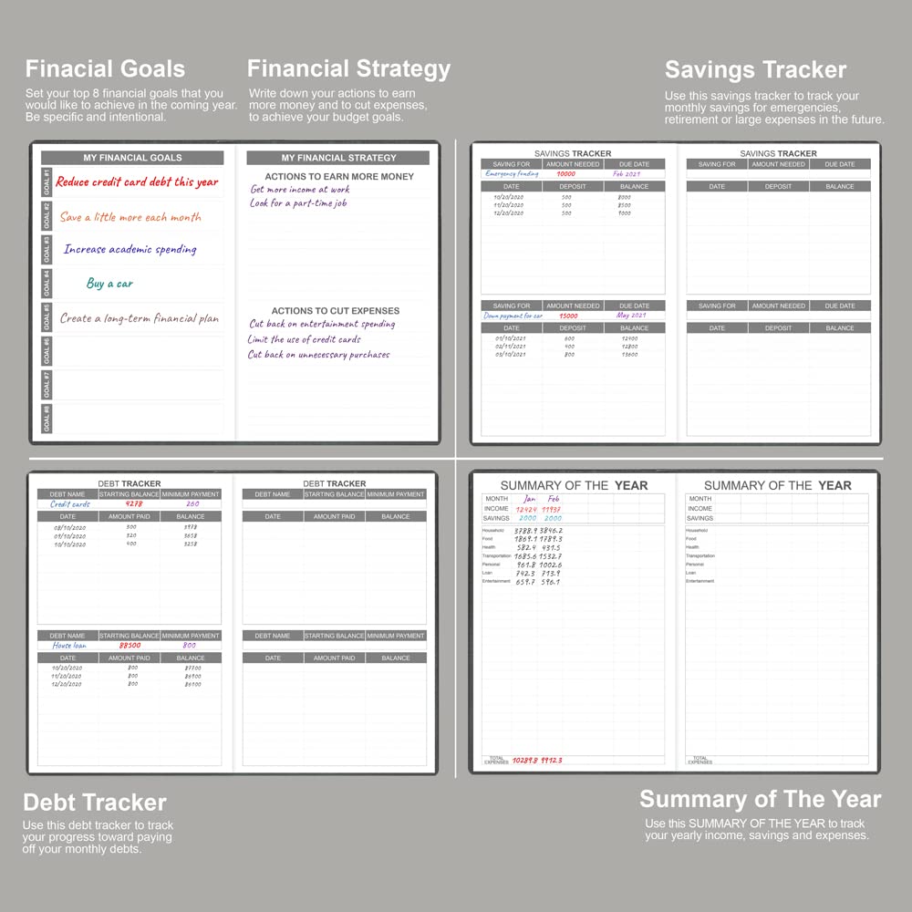 2024-2025 Budget Planner - Undated Monthly Expense Tracker Notebook | 12-Month Financial Organizer for Personal Finance & Money Management | 5.8