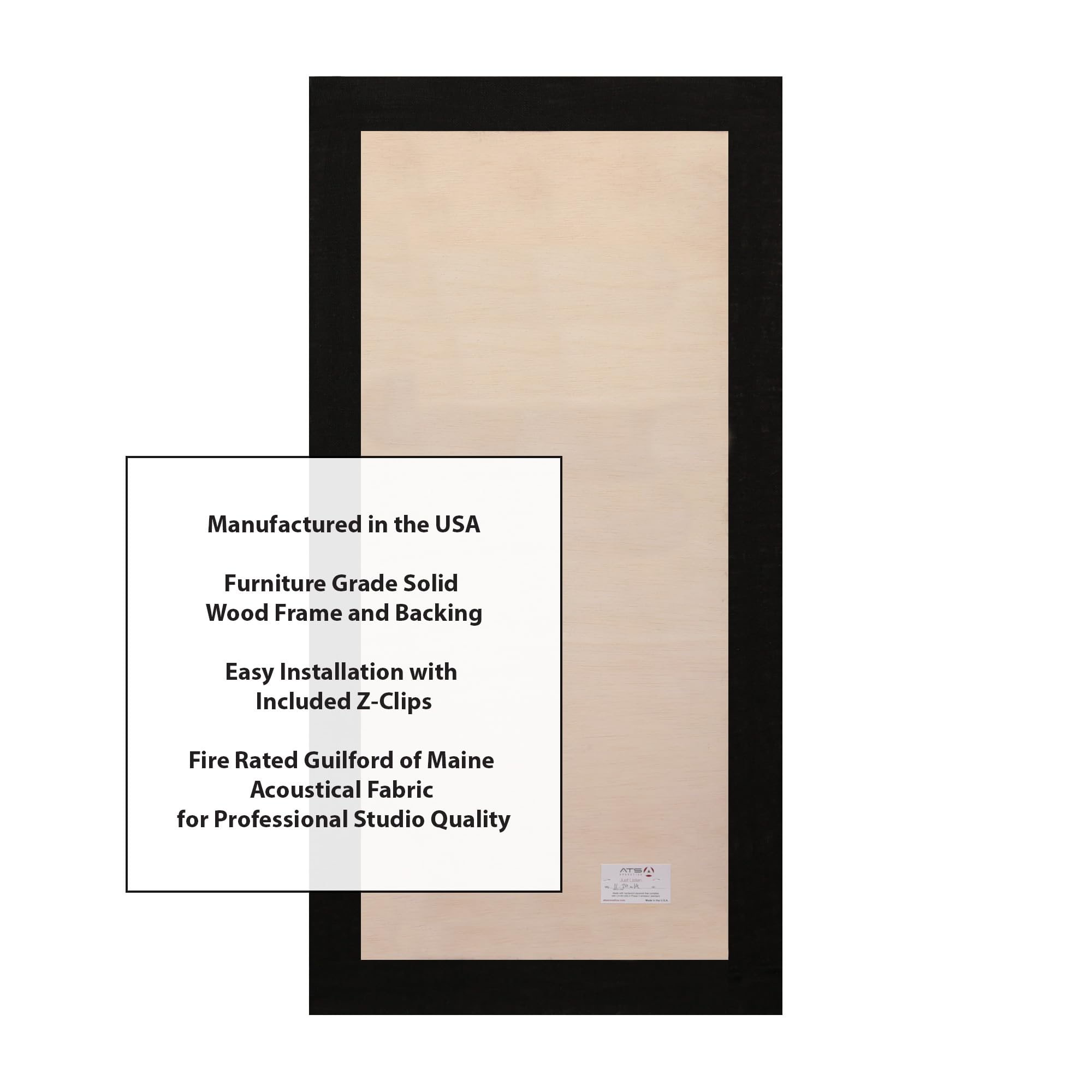 ATS Acoustics 24x48x2 Inch Black Beveled Edge Acoustic Panels - Sound Absorbing Noise Dampening Wall Treatment for Home Studios, Offices & Theaters