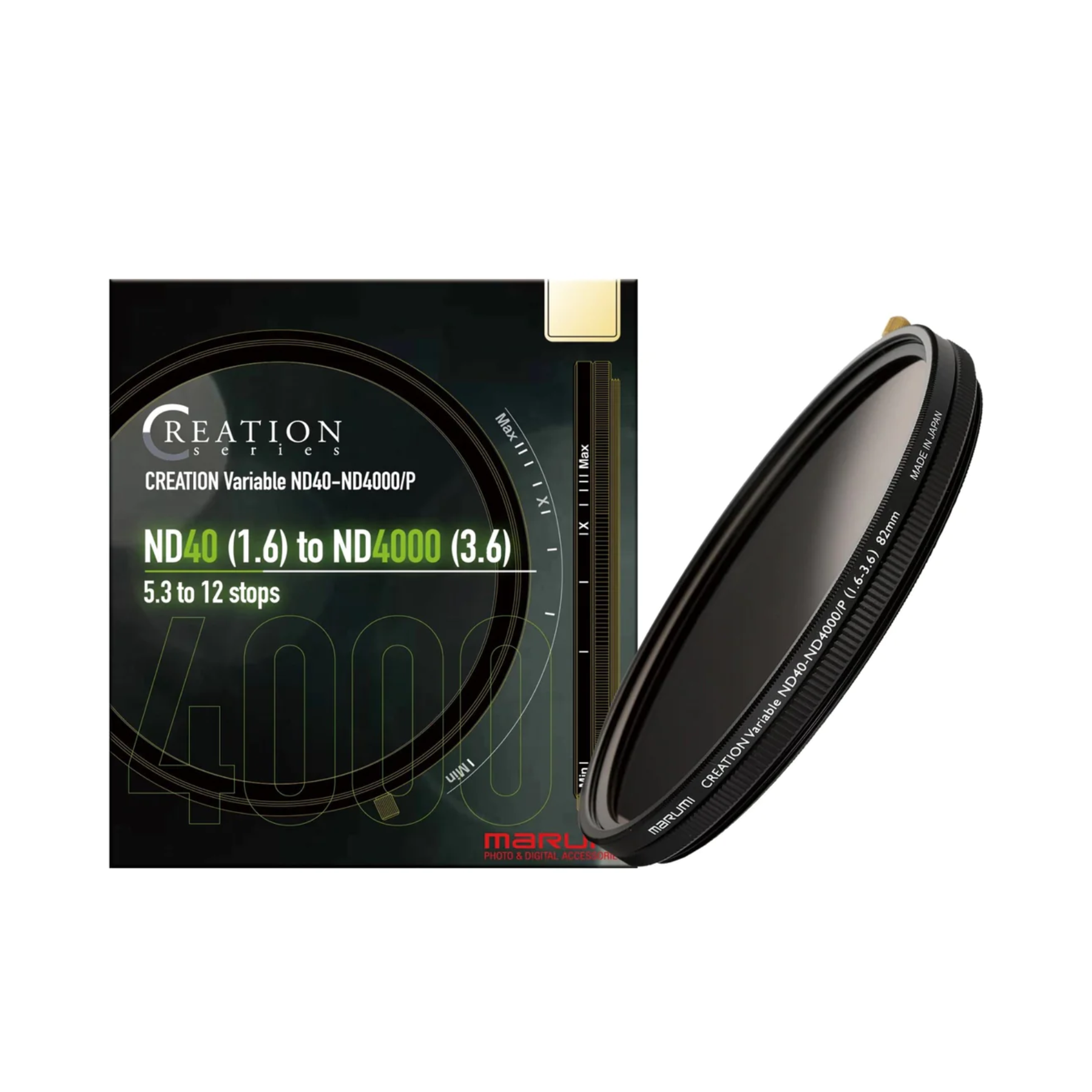 Marumi Creation Variable ND Filter ND40 (1.6) to ND4000 (3.6) - Adjustable Neutral Density Lens Filter for DSLR & Mirrorless Cameras - Perfect for Landscape, Long Exposure & Video Photography