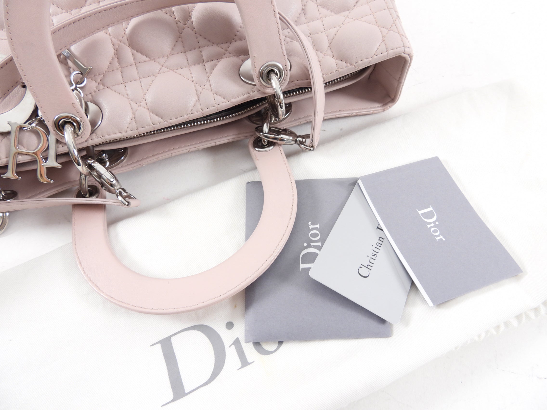 Dior Neutral Shell Pink Cannage Quilted Leather Large Lady Dior Handbag - Luxury Designer Tote for Women, Perfect for Work, Evening Events & Special Occasions