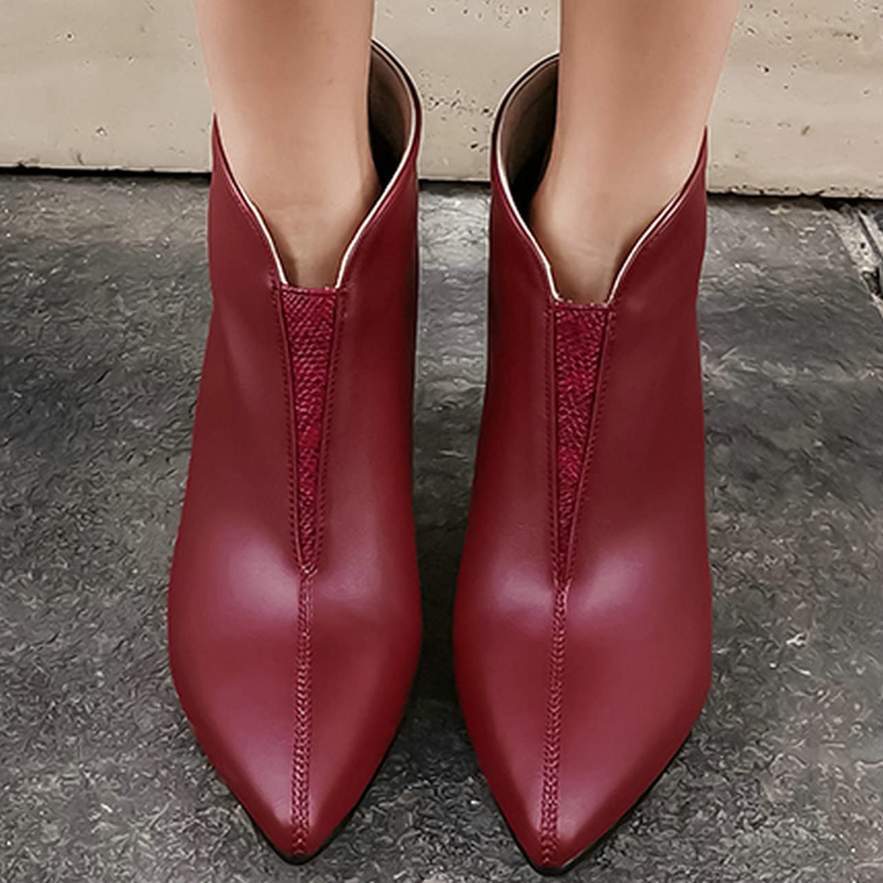 UniqueStride Women's Stiletto High Heel Ankle Booties - Pointed Toe Back Zipper Short Boots for Party, Night Out & Office Wear