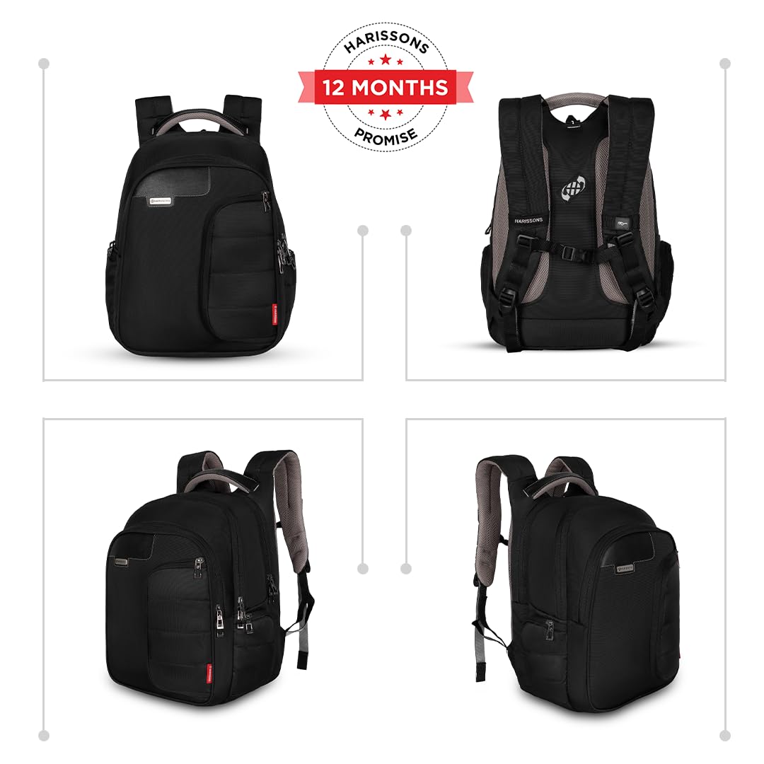 Harissons Bags Vervo Waterproof Laptop Backpack for Men & Women - 15.6 Inch Travel Backpack with USB Charging Port & Rain Cover - Perfect for Work, School, College & Business Trips