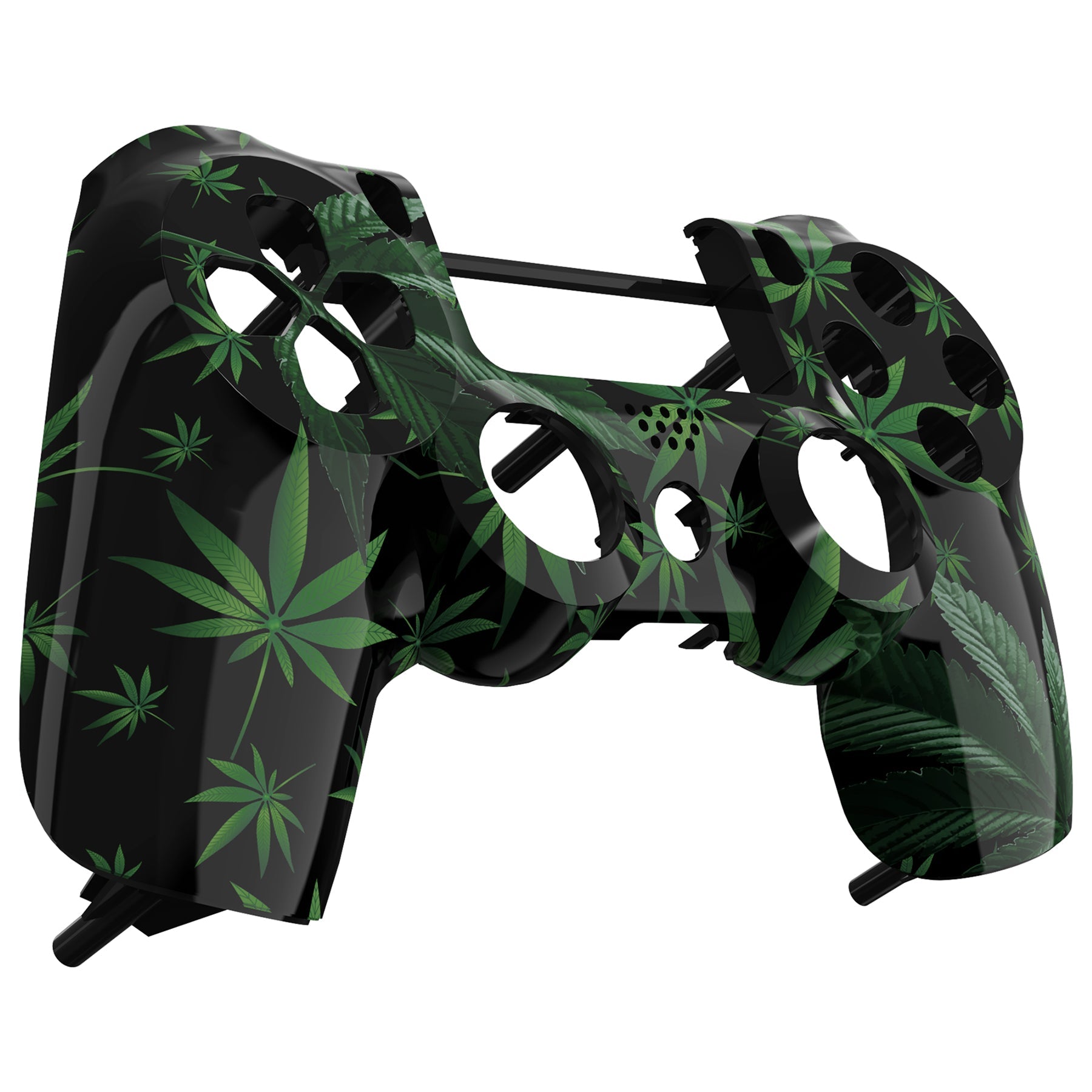 eXtremeRate Replacement Front Housing Shell for PS4 Slim Pro Controller (CUH-ZCT2 JDM-040/050/055) - Green Weeds Leaves Design | Custom Gaming Accessories for Enhanced PS4 Controller Aesthetics | Perfect for Gaming Enthusiasts & DIY Modders