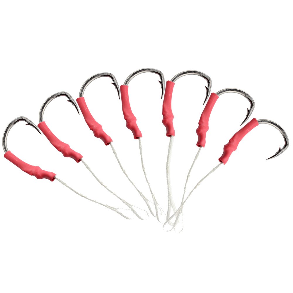 Luengo 30pcs Fishing Assist Hooks with PE Line - Strong Jig Hooks for Vertical Butterfly Jigging - Perfect for Saltwater & Freshwater Fishing, Tuna, Bass, and More
