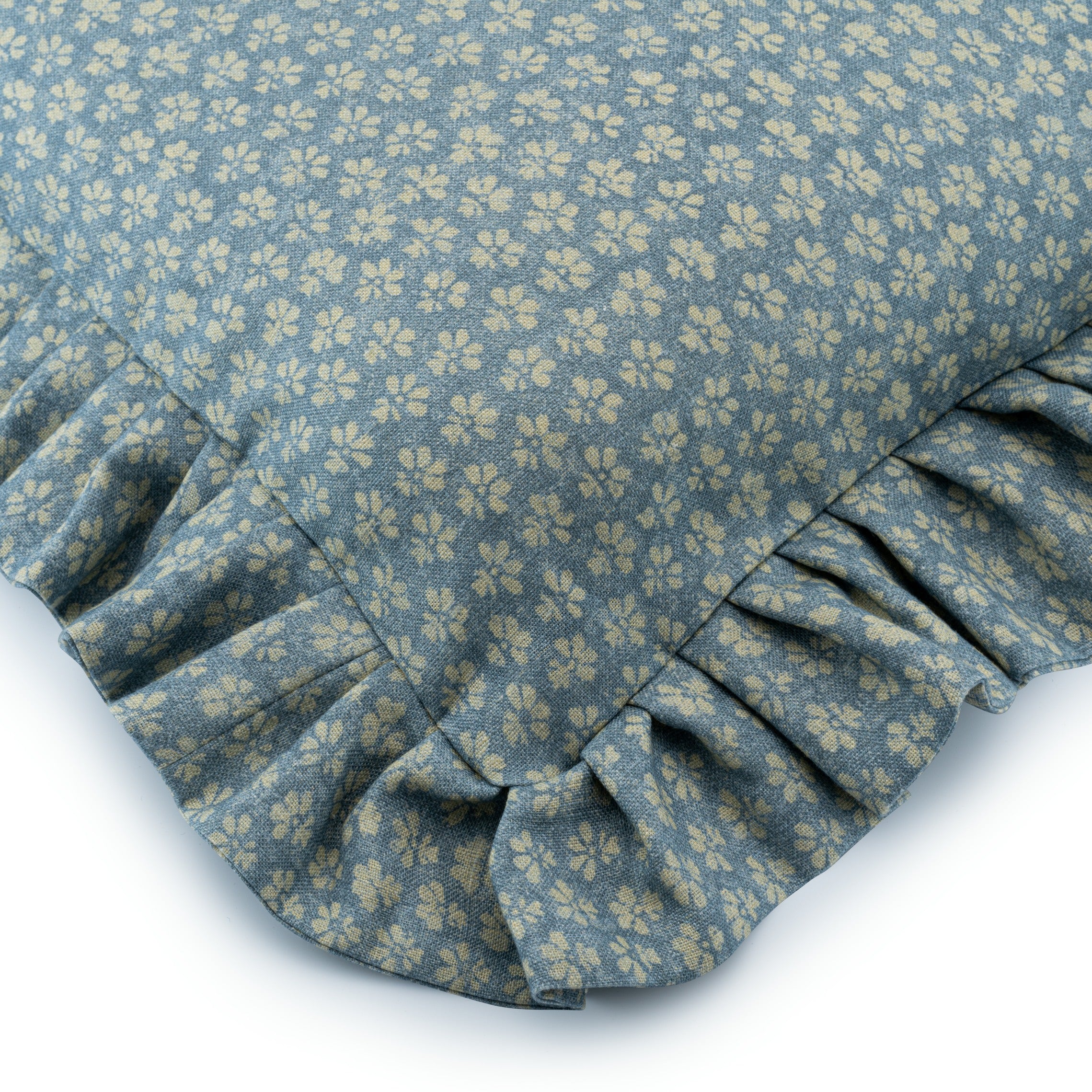 Sakura Soft Sky Blue Linen Ruffled Cushion Cover | 45x45cm Decorative Pillow Case with Frill for Living Room, Bedroom, Sofa & Home Decor