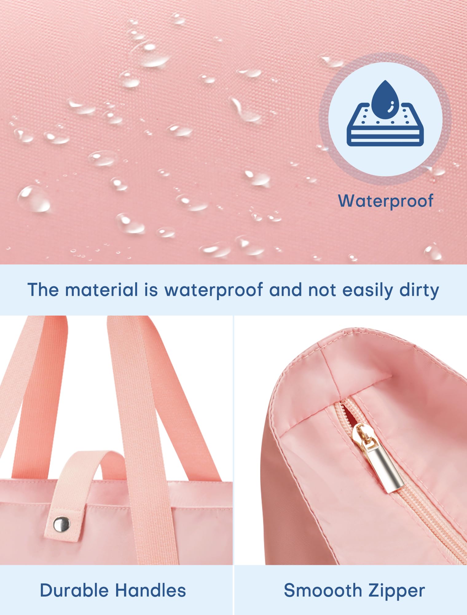 Stylish Foldable Nylon Tote Bag for Women with Zipper - Large Shoulder Bag & Top Handle Handbag - Perfect for Work, Travel, Shopping & Beach Outings