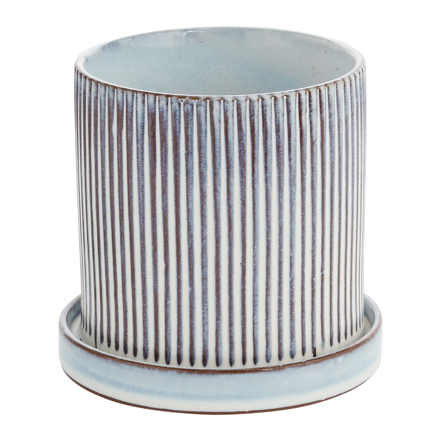 Modern Ceramic Plant Pot with Saucer - 5.75