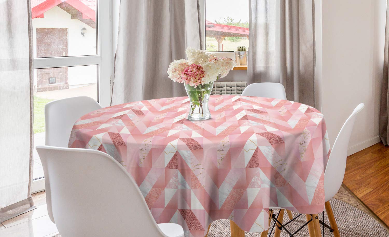 Ambesonne Geometric Round Tablecloth 60