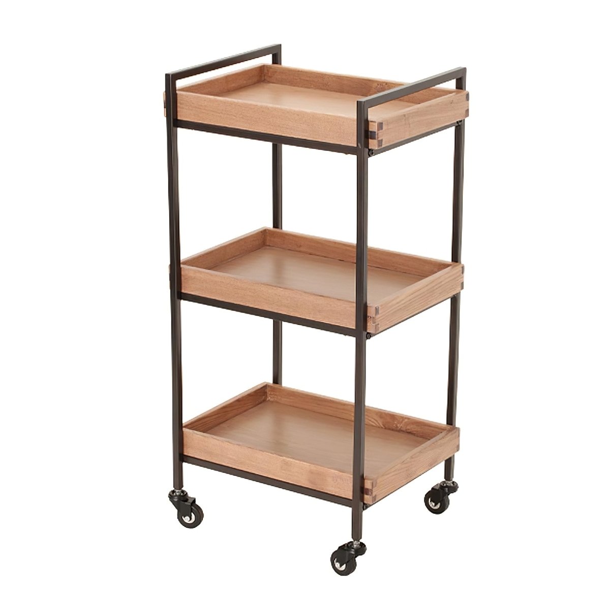 Premium Wooden 3-Tier Rolling Cart with Wheels - ST481 | Sturdy Beauty Storage Organizer for Bathroom, Bedroom, or Salon Use