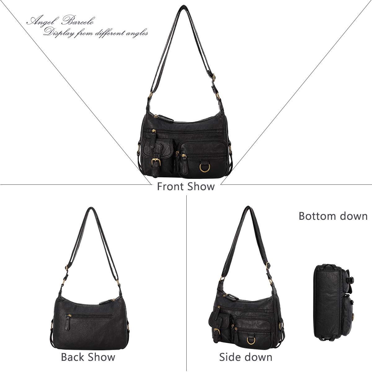 Angel Barcelo Crossbody Shoulder Bag - Women's PU Leather Purse for Daily Use & Travel
