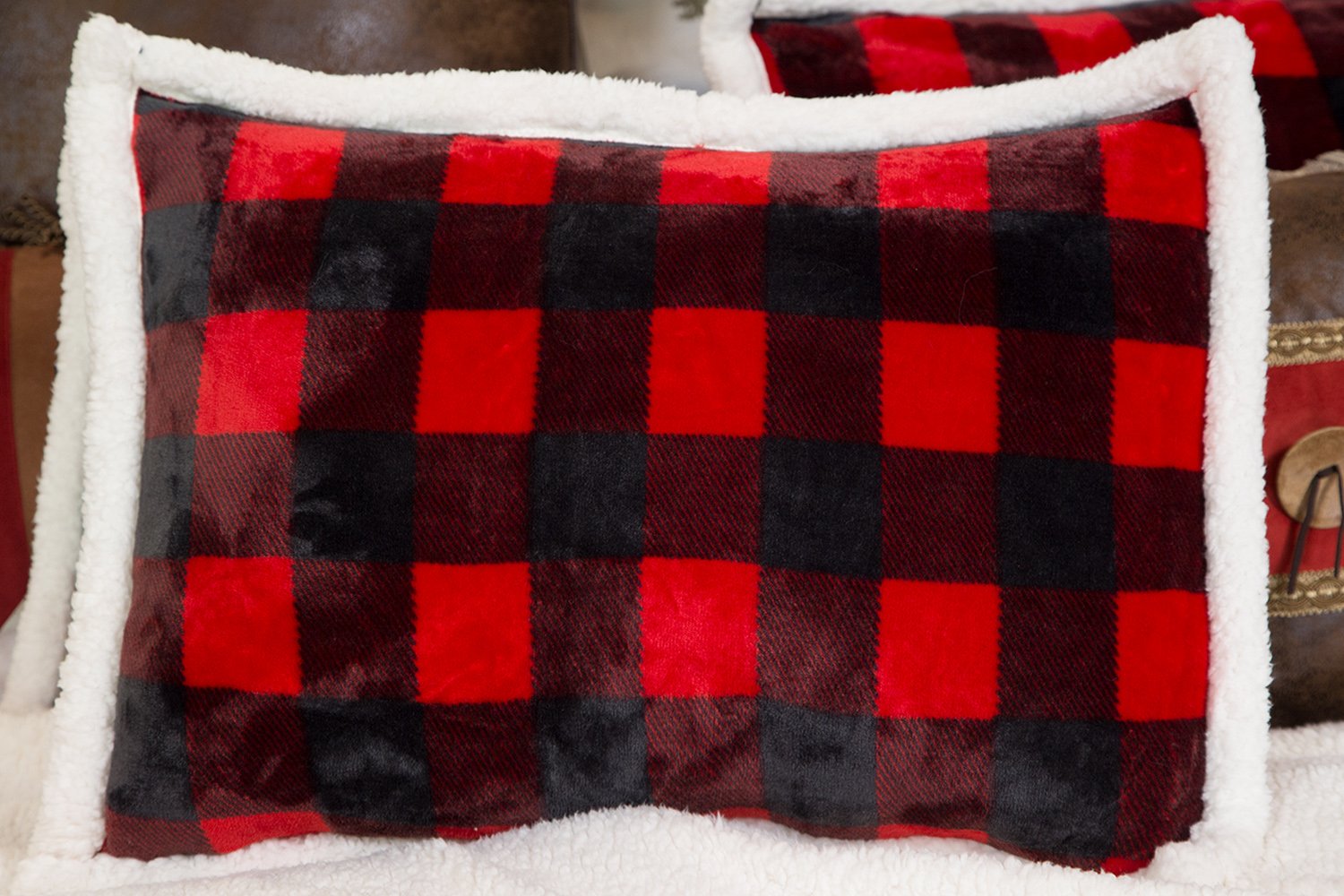 Carstens Lumberjack Red Plaid Flannel Bedding Set King Size - Cozy Winter Bed Sheets for Cabin, Lodge & Rustic Home Decor