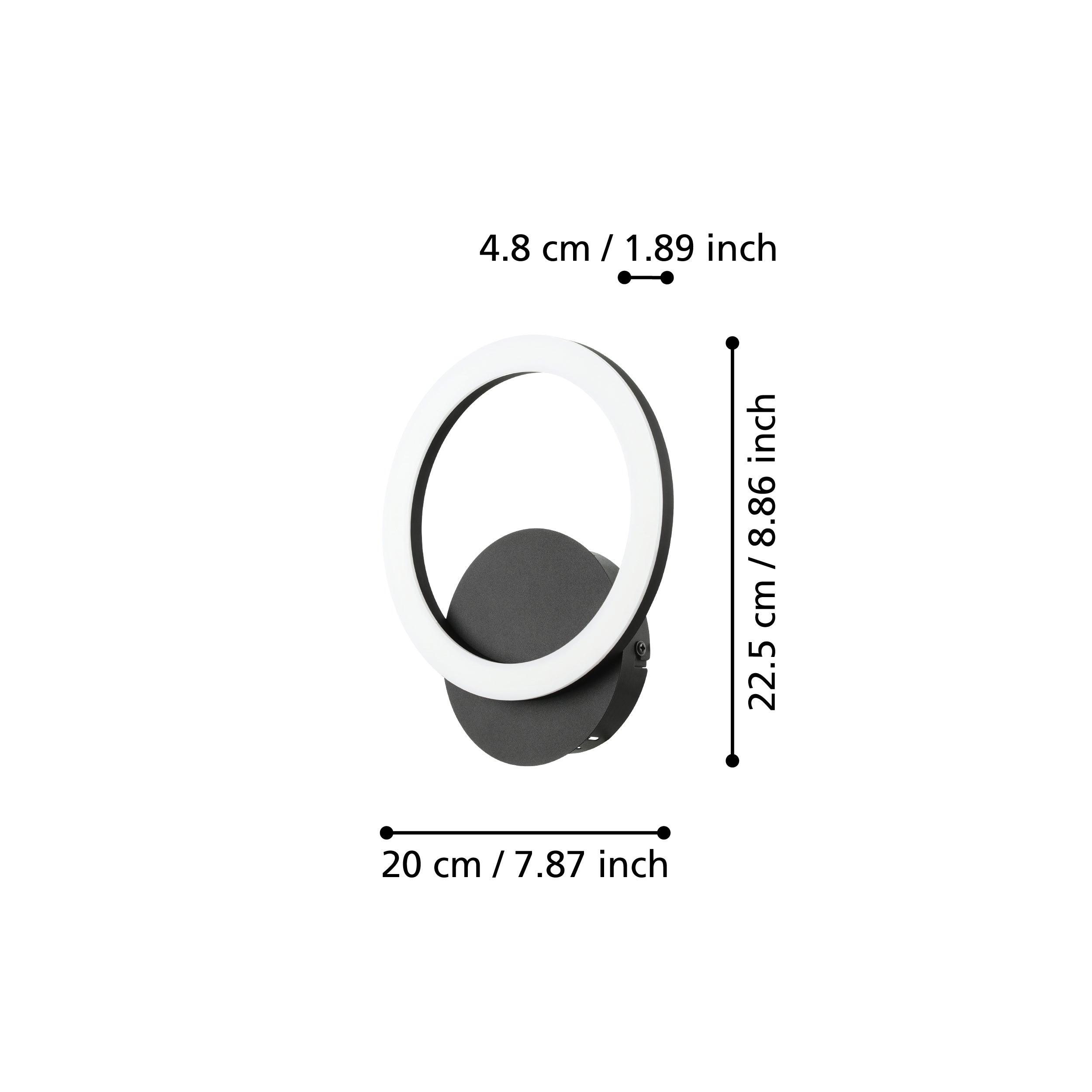 Eglo Connect Parrapos Z Smart LED Black Wall Light - Modern Smart Home Lighting for Living Room, Bedroom & Outdoor Spaces