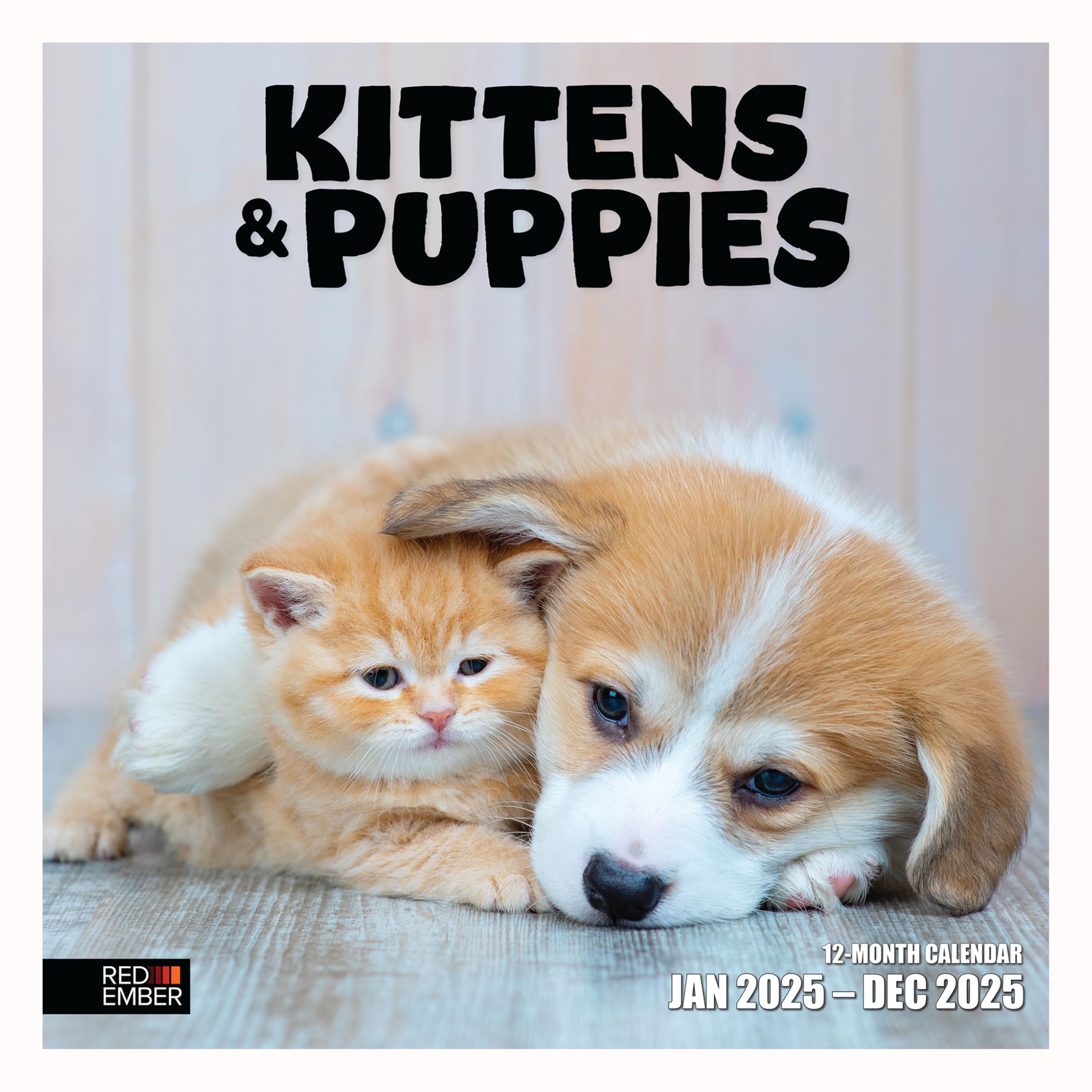 RED EMBER Kittens & Puppies 2025 Wall Calendar - 12 Month Large 12x24 Inch with Thick Sturdy Paper - Perfect Gift for Pet Lovers, Home & Office Decor