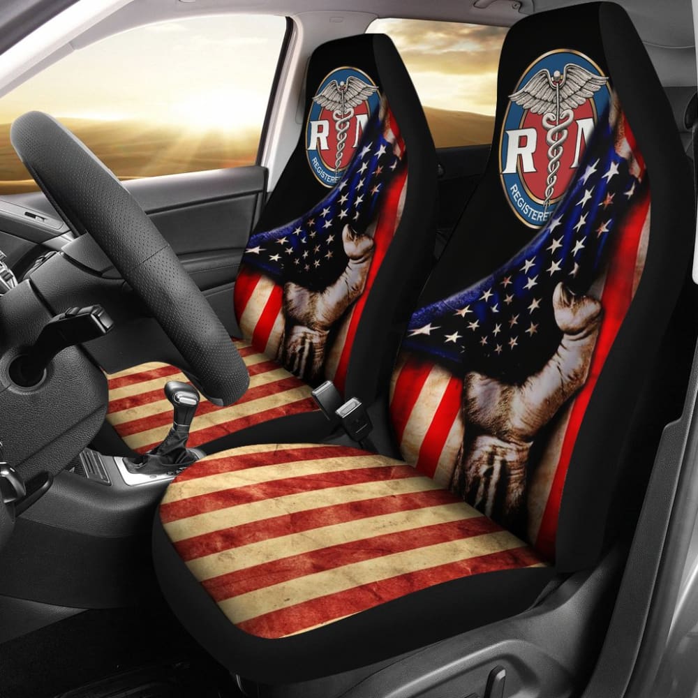 Patriotic American Flag Car Seat Covers for Nurses - Durable & Stylish Auto Accessories - Perfect for Healthcare Workers, First Responders & Patriotic Drivers