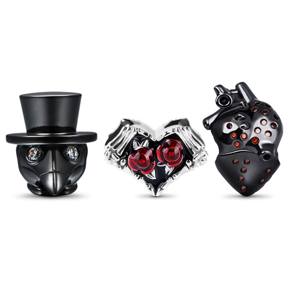 GNOCE Black Charm Set - Sterling Silver Be Safe & Doctor Schnabel Pendant for Women & Men - Perfect for Bracelets & Necklaces - Ideal for Gifts, Everyday Wear & Special Occasions
