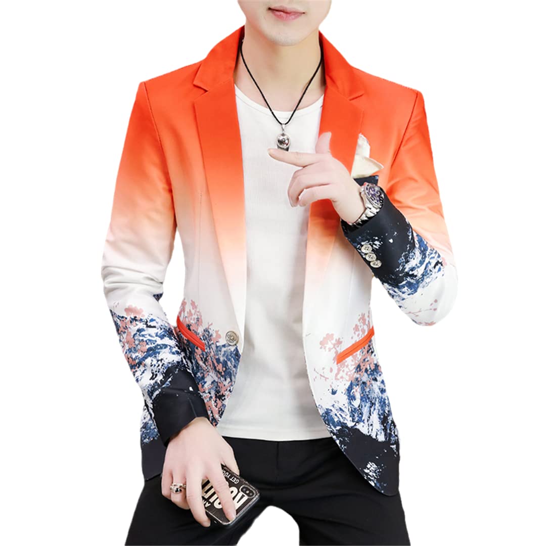 Korean Style Men's Printed Suit Jacket - Spring & Autumn Fashion Coat for Youth | Casual Office Wear & Dating Outfits