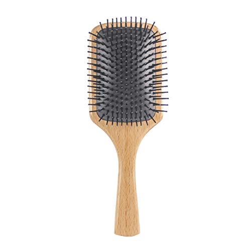 Premium Large Beech Wood Hair Brush with Soft Nylon Bristles - Anti-Static Scalp Massager for All Hair Types (Straight, Curly, Thick, Thin) - Essential Women's Hair Care Tool for Detangling & Shine - Perfect for Daily Styling & Relaxing Scalp Massage at Home or Salon