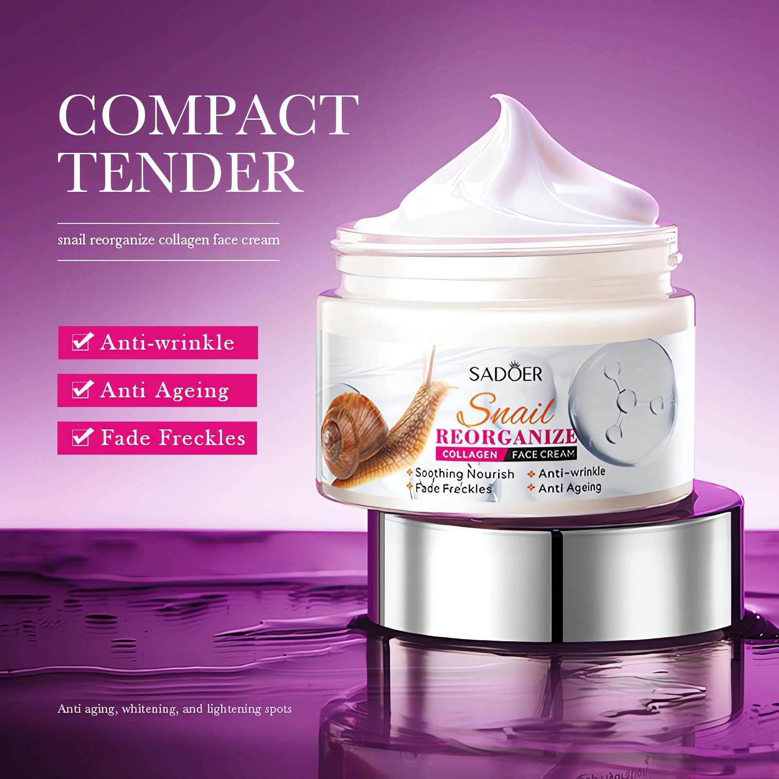 Snail Recombination Collagen Cream with Snail Mucin - Deep Moisturizing & Repairing Facial Gel for Dry & Sensitive Skin - Daily Hydration Treatment for Wrinkles & Dullness - Perfect for Night Care & Post-Sun Recovery (1PC)