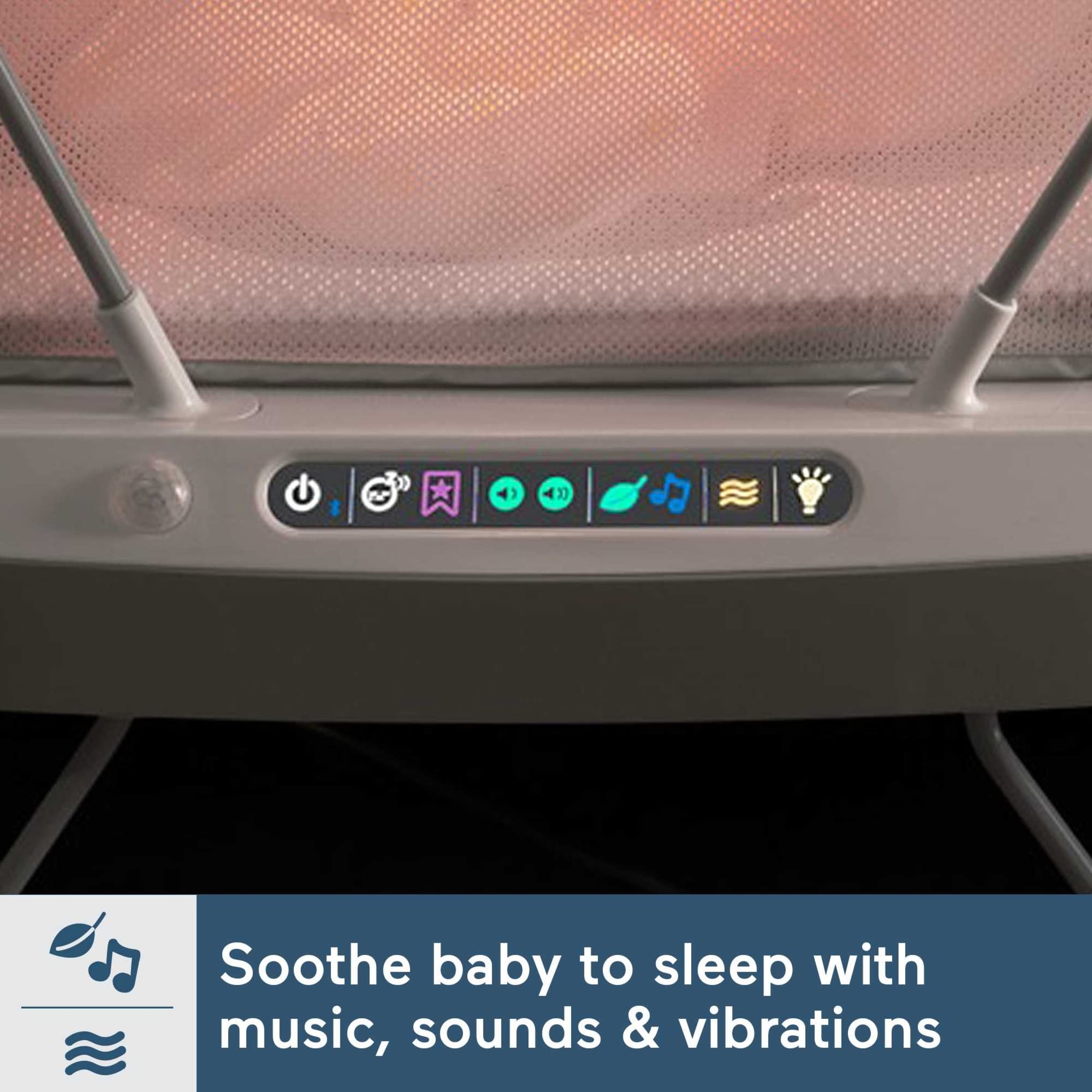 Fisher-Price Luminate Bassinet - Adjustable Bedside Crib with Soothing Music, Night Light, Gentle Vibrations & Sound Detection for Newborns & Infants | Perfect for Nursery, Bedroom Co-Sleeping & Late-Night Feedings