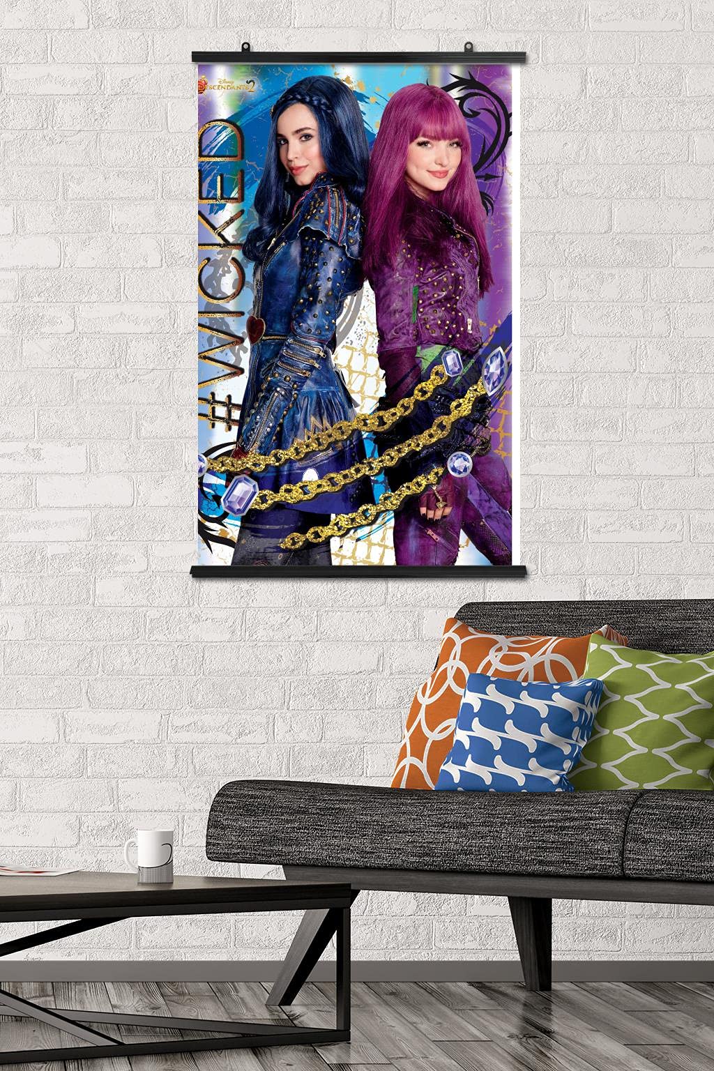 Disney Descendants 2 Wicked Wall Poster 22.375x34 Inch - Premium Movie Poster Set with Clips for Teens Room Decor, Bedroom, Dorm, Gift for Disney Fans