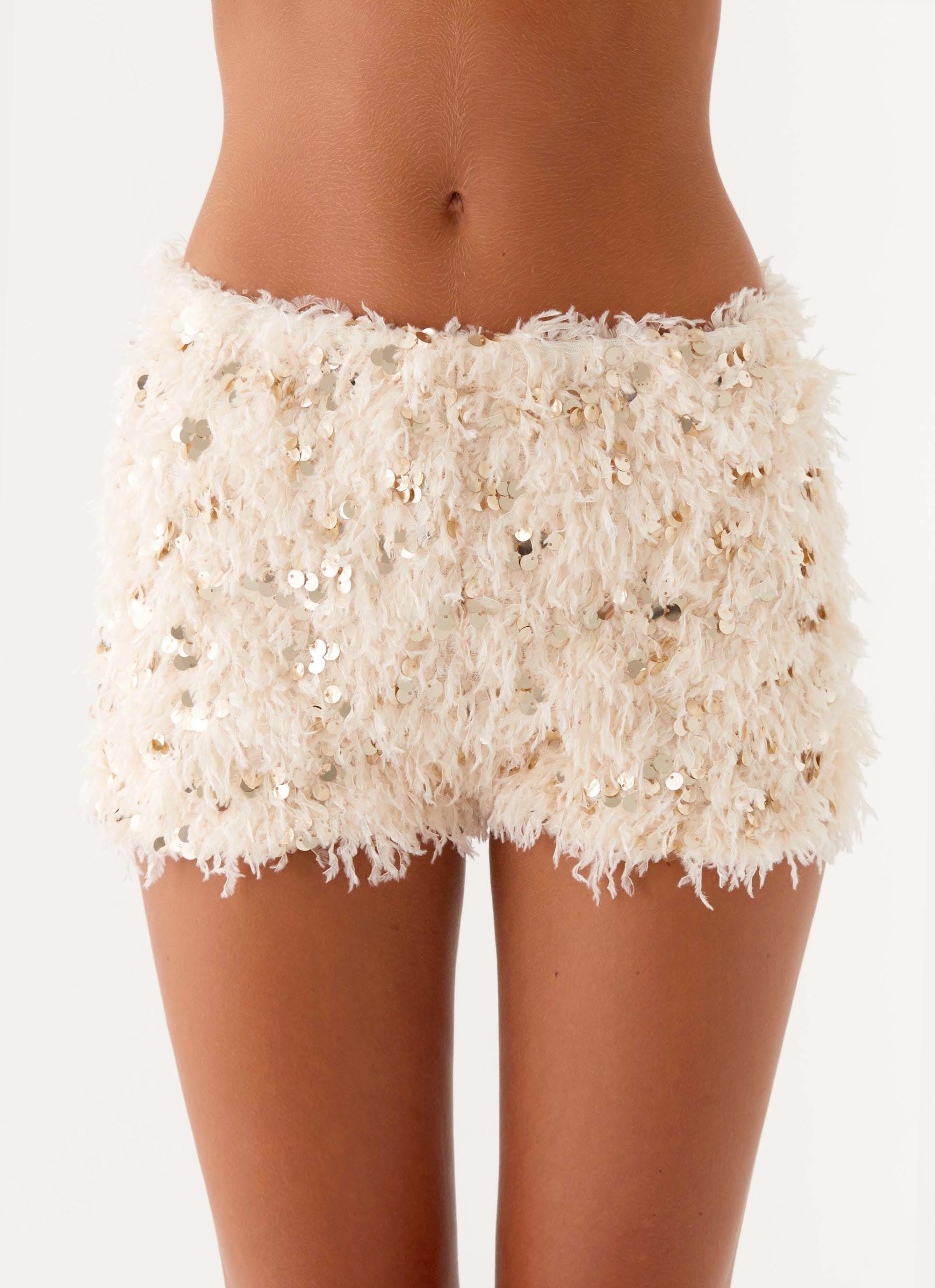 Sparkly Sequin Mini Shorts for Women - Glam Party & Festival Outfit - White (Perfect for Clubbing, Concerts & Nightlife)