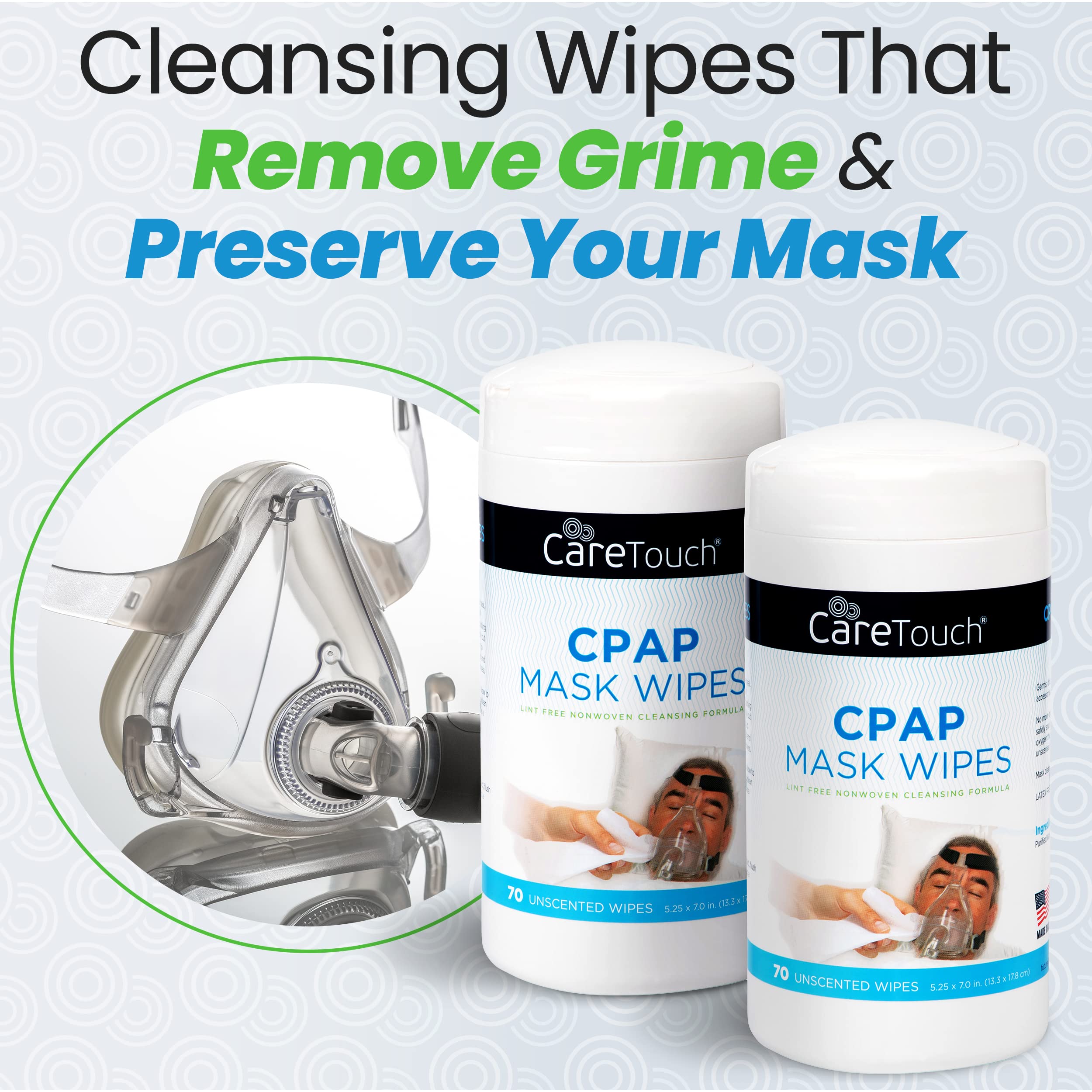 CareTouch Unscented CPAP Cleaning Wipes - 210 Count (3x70) for CPAP Mask Care